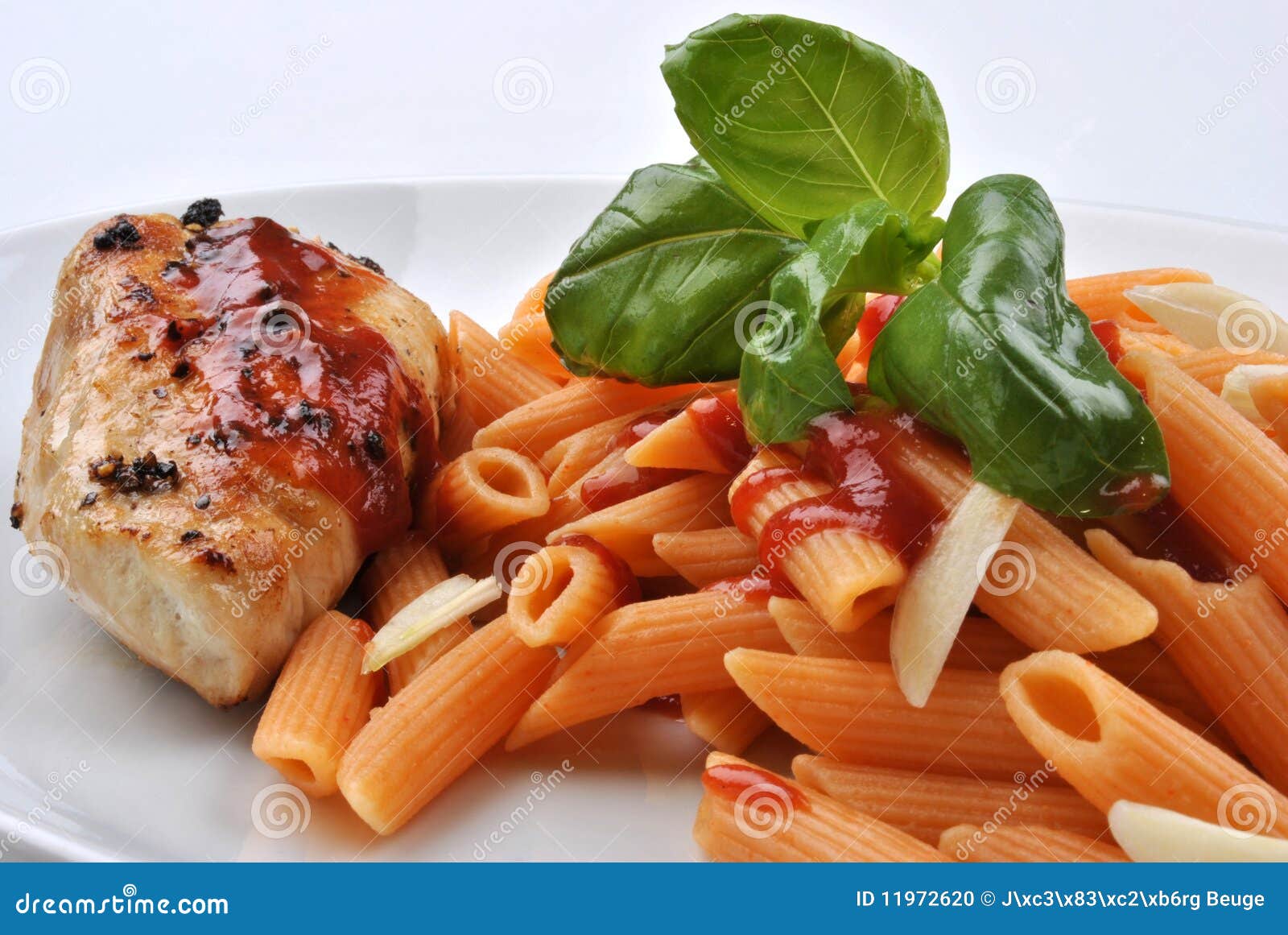 Pasta with Grilled Turkey Breast Stock Photo Image of healthy, organic 11972620