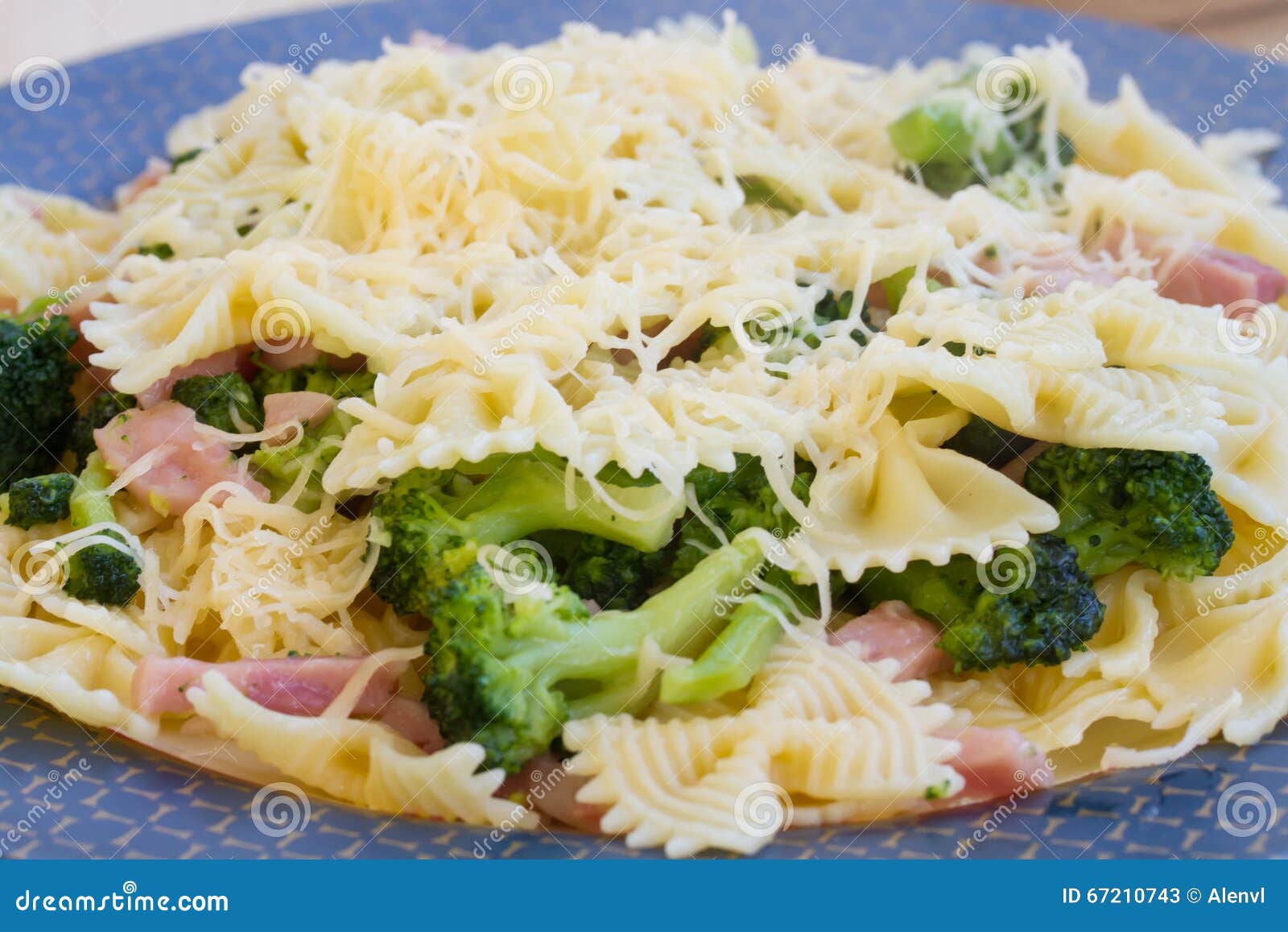 Pasta with Ham, Broccoli and Cheese Stock Image Image of lunch, dish