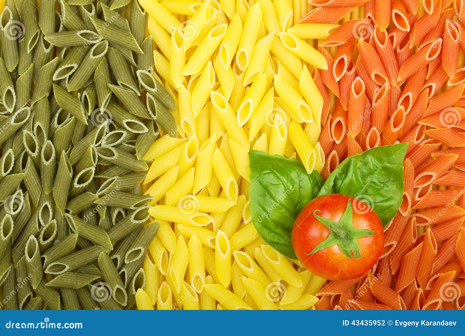 Pasta Italian Flag with Tomato and Basil Stock Photo Image of