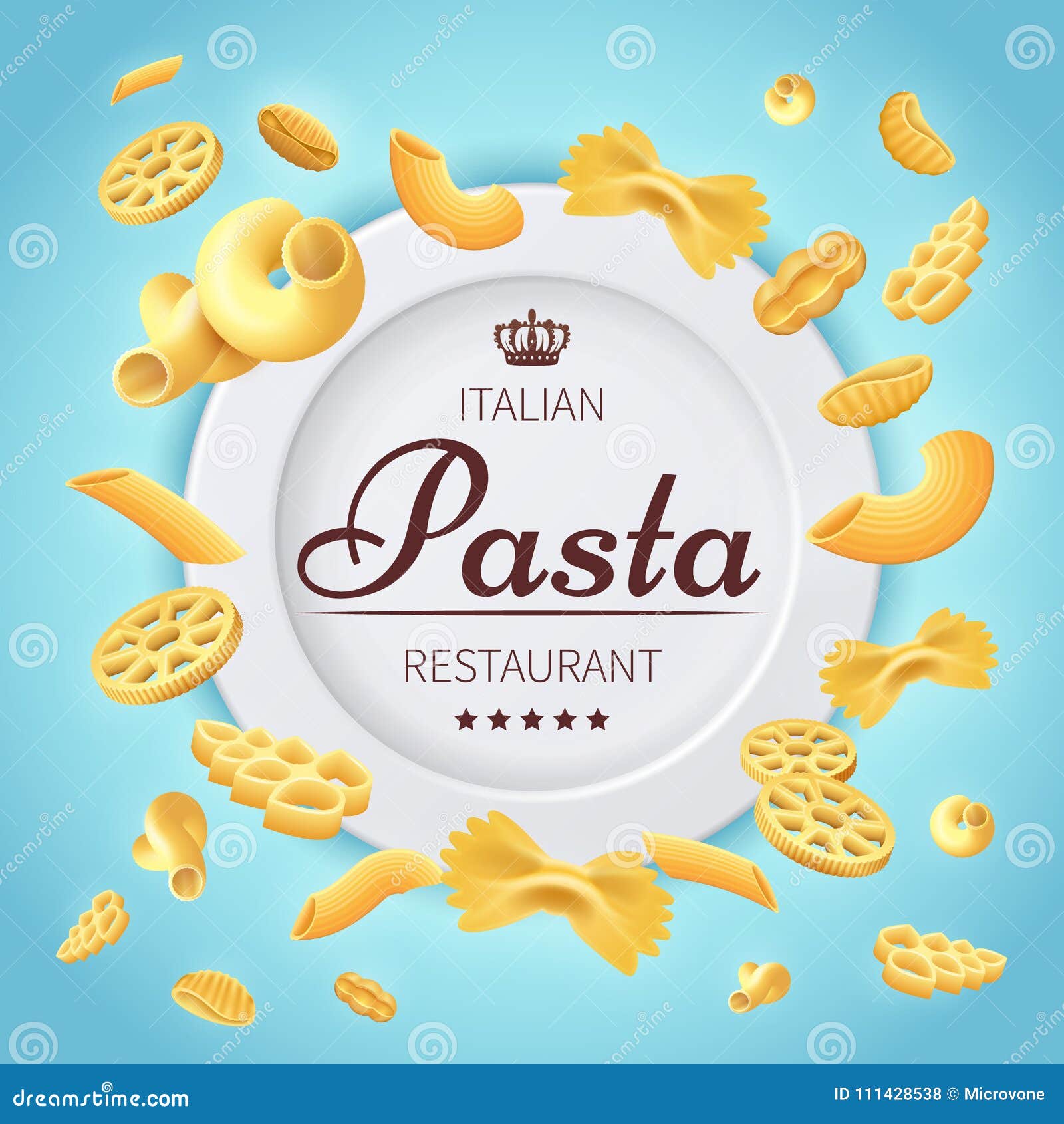 Delicious italian pasta types of high quality Vector Image