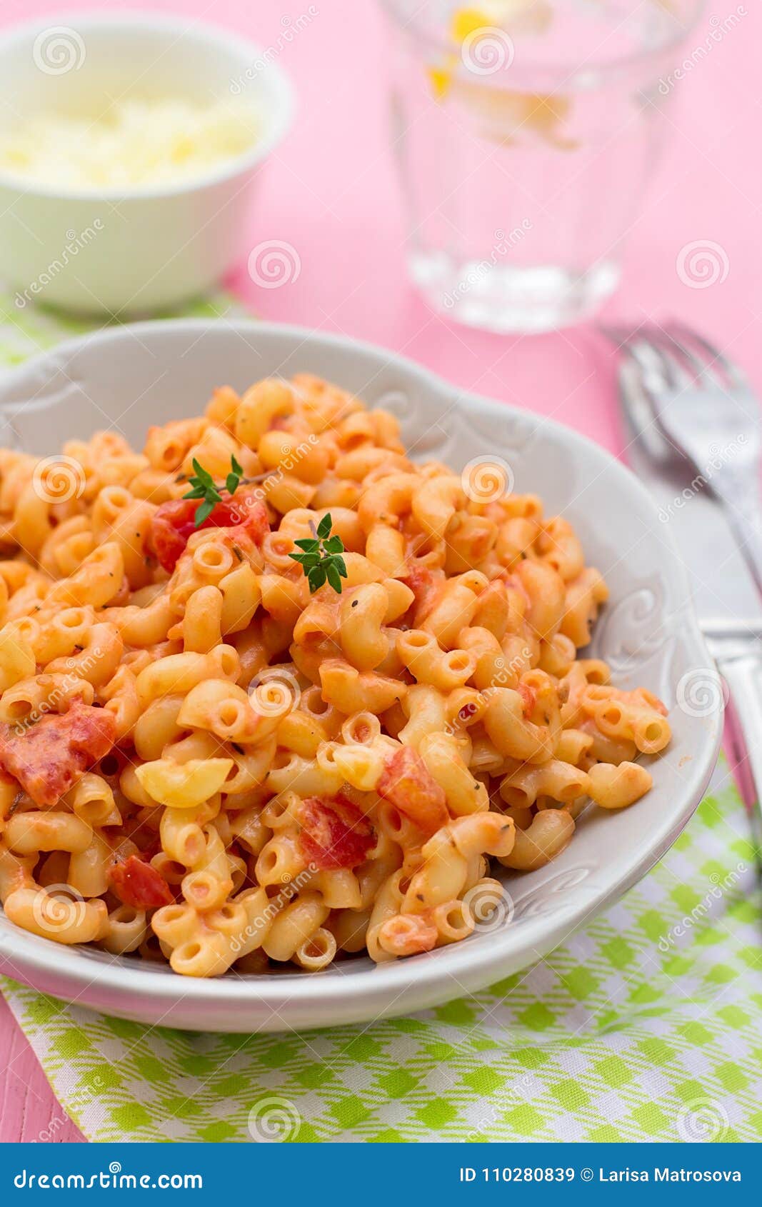 Pasta Macaronis Stortini Coquillettes with Tomato and Cheese Sauce