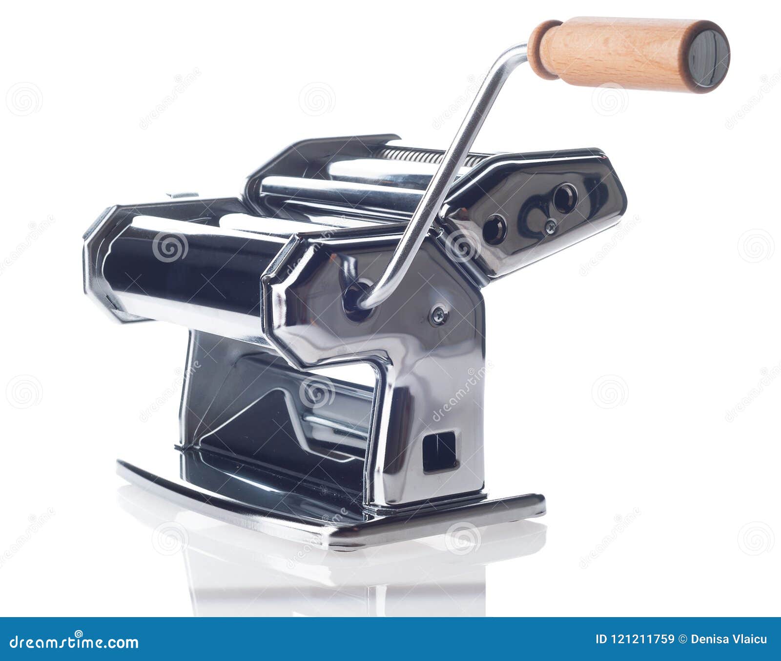 Pasta Machine with Wooden Handle Stock Image Image of chrome, cuisine