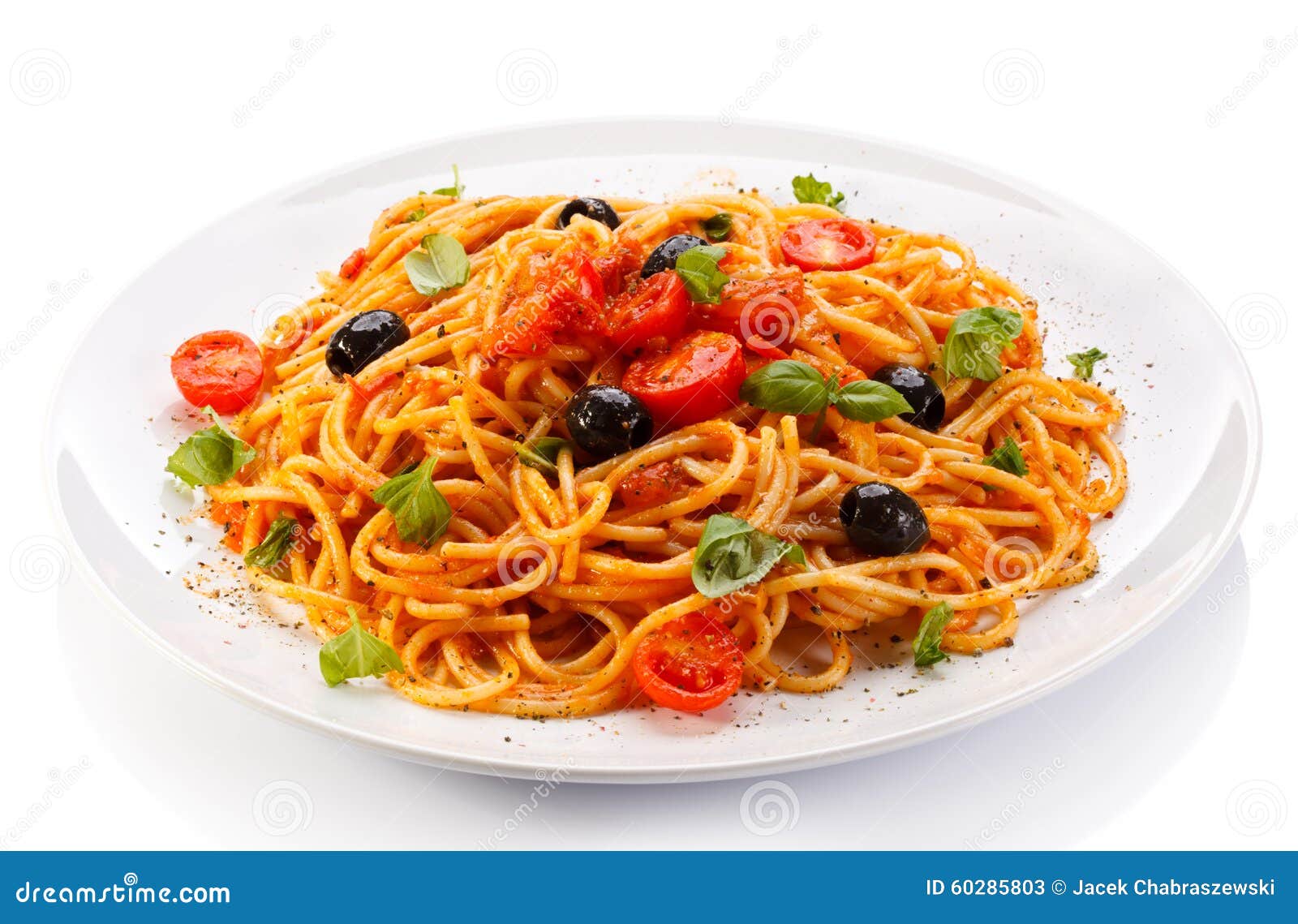 Pasta with Meat, Tomato Sauce, Parmesan and Vegetables Stock Image
