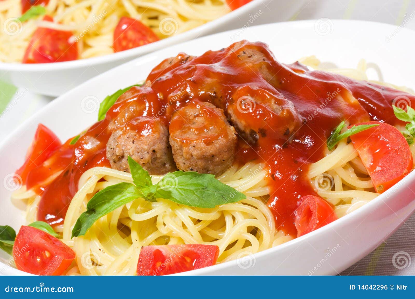 Pasta with Meatballs and Vegetables Stock Photo Image of plate, nutrition 14042296