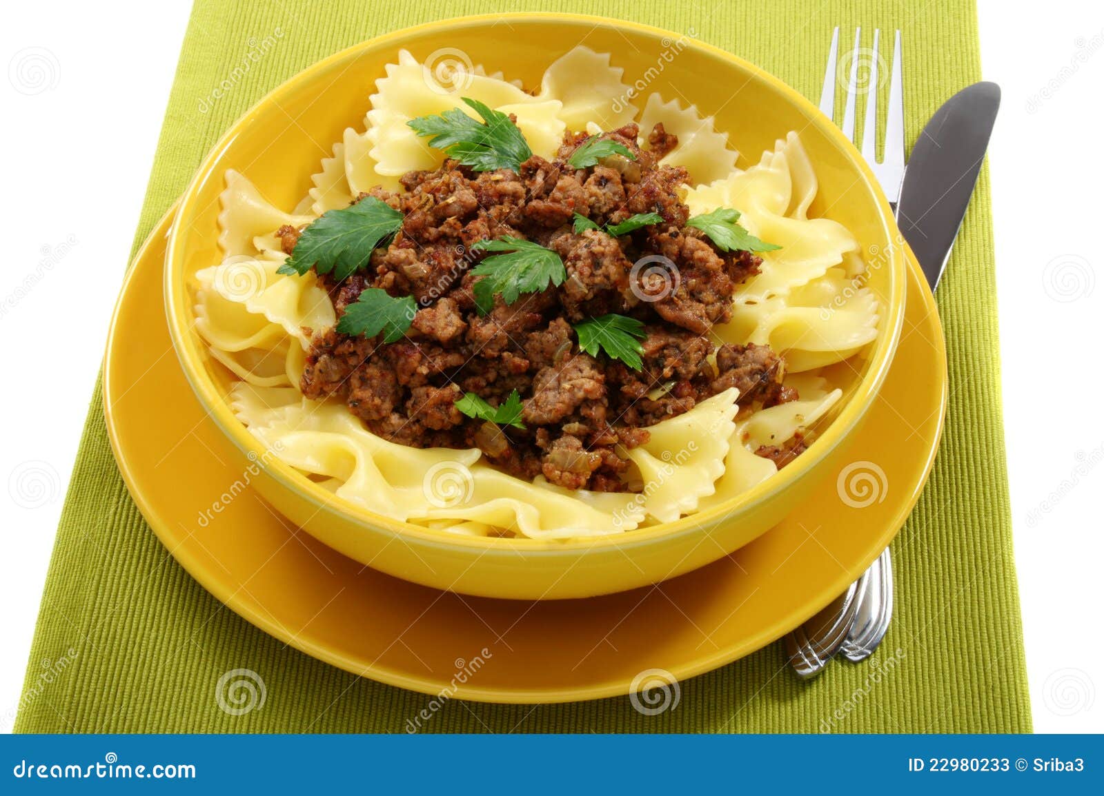 Pasta with minced meat. stock image. Image of italian - 22980233