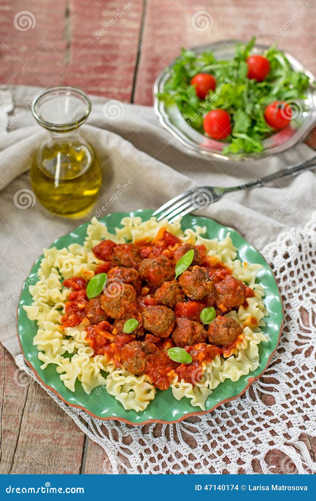 Pasta with Mini Meatballs with Tomato Sauce Stock Photo Image of
