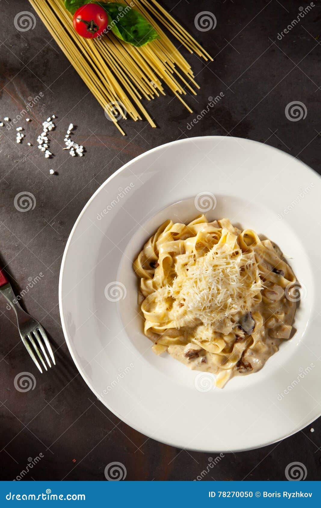 Pasta with Mushrooms and Parmesan Stock Photo Image of dinner, cheese