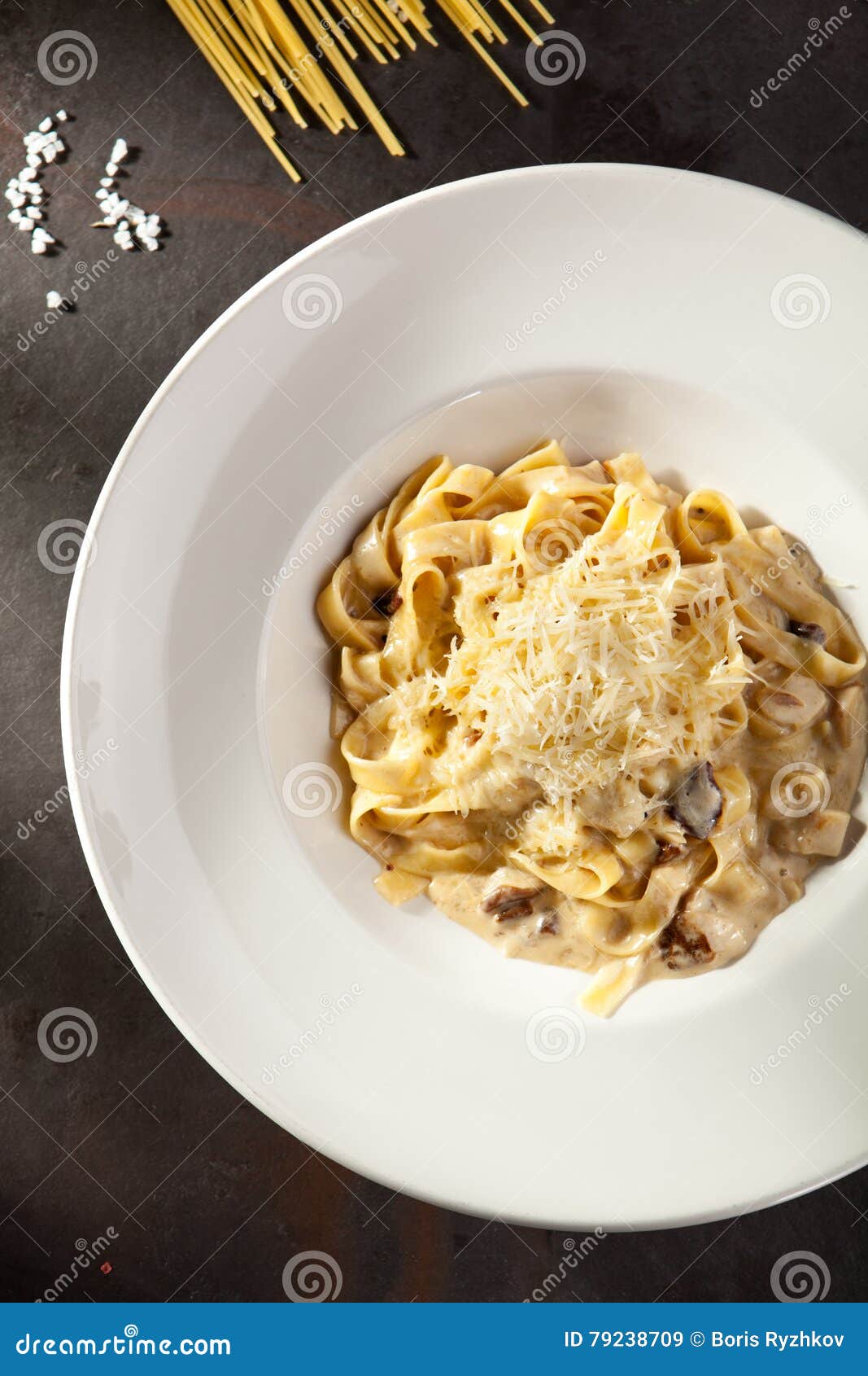 Pasta with Mushrooms and Parmesan Stock Image Image of leaves, pasta