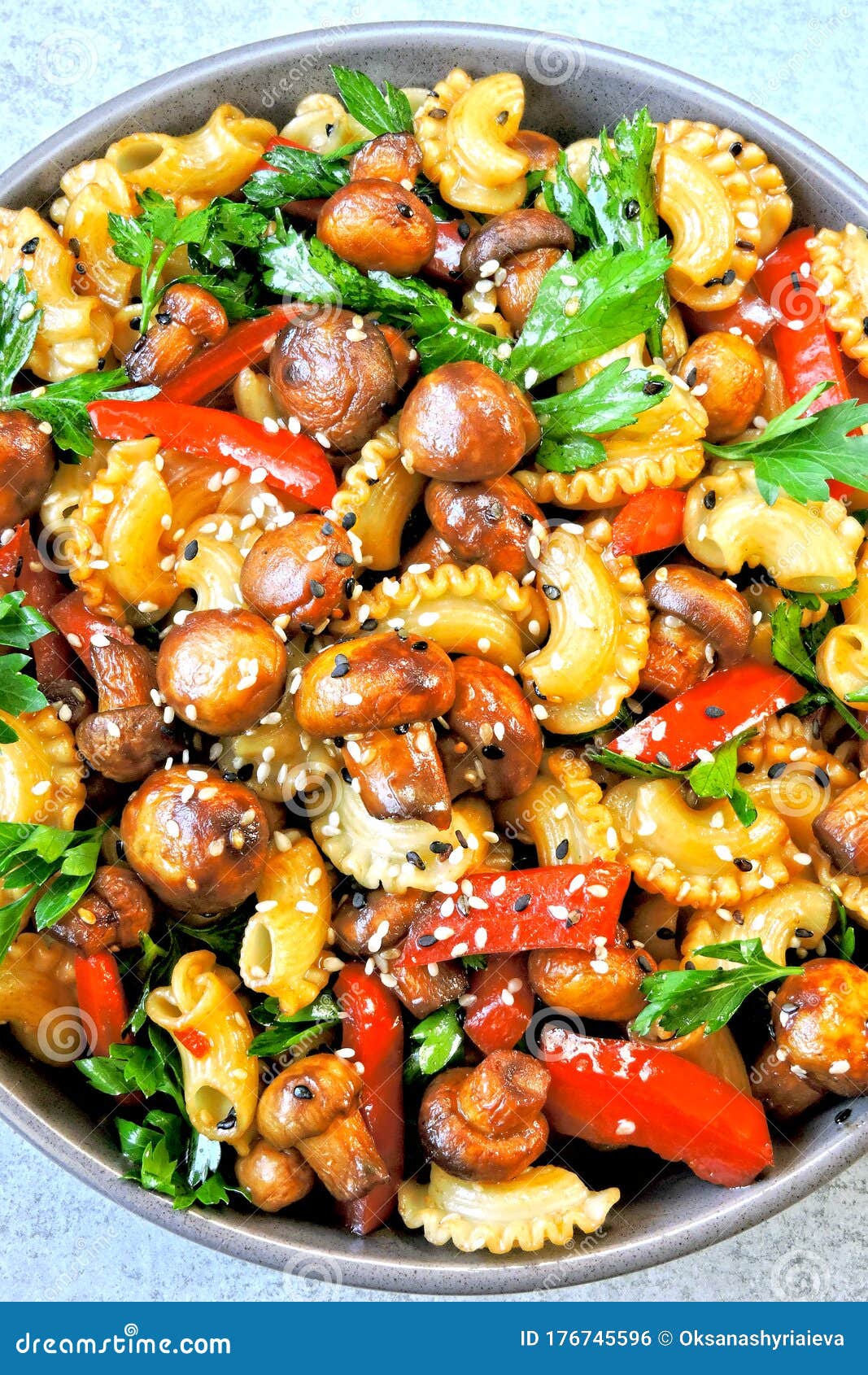 Pasta with Mushrooms. Vegetarian Dinner Stock Photo - Image of italian ...