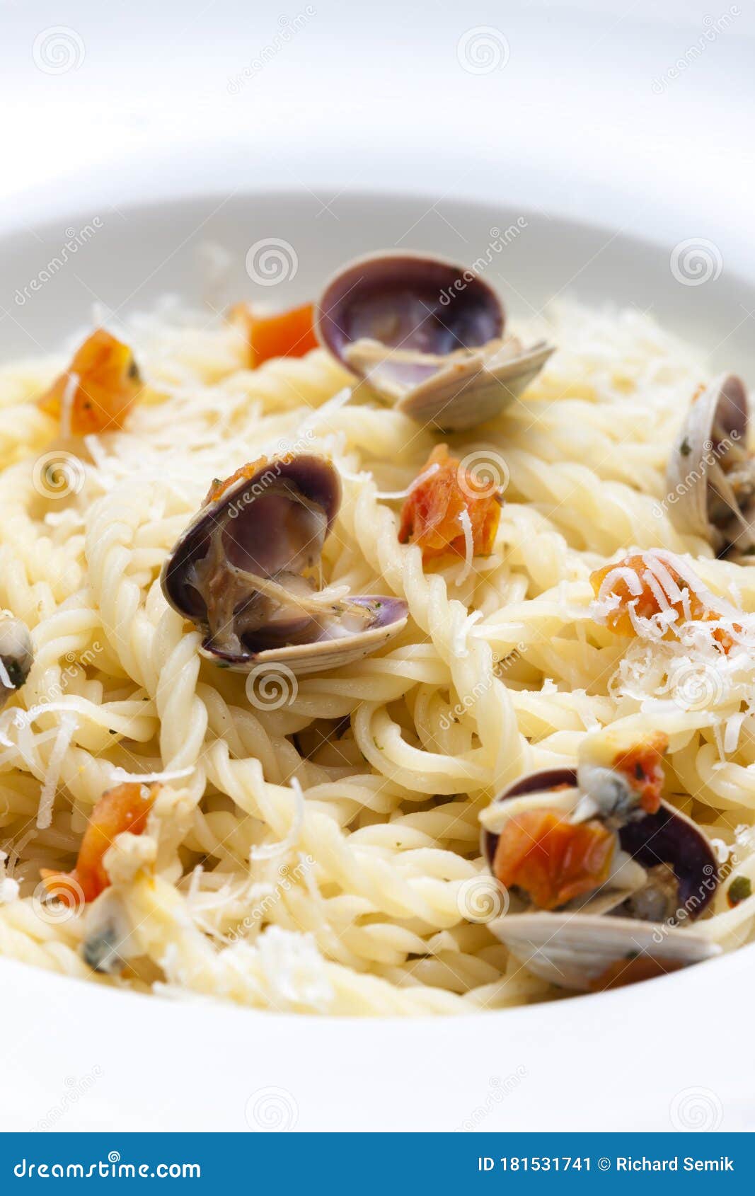 Pasta with Mussels and Cherry Tomatoes Stock Image Image of nutrition