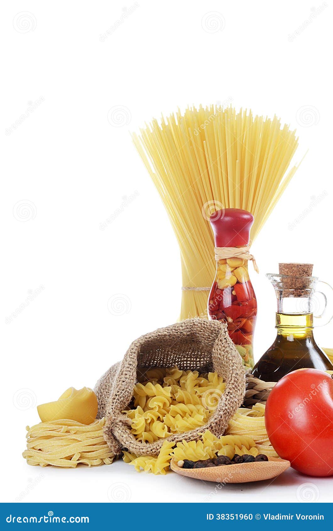 Pasta with an Olive Oil and Tomatoes Isolated Stock Photo Image of