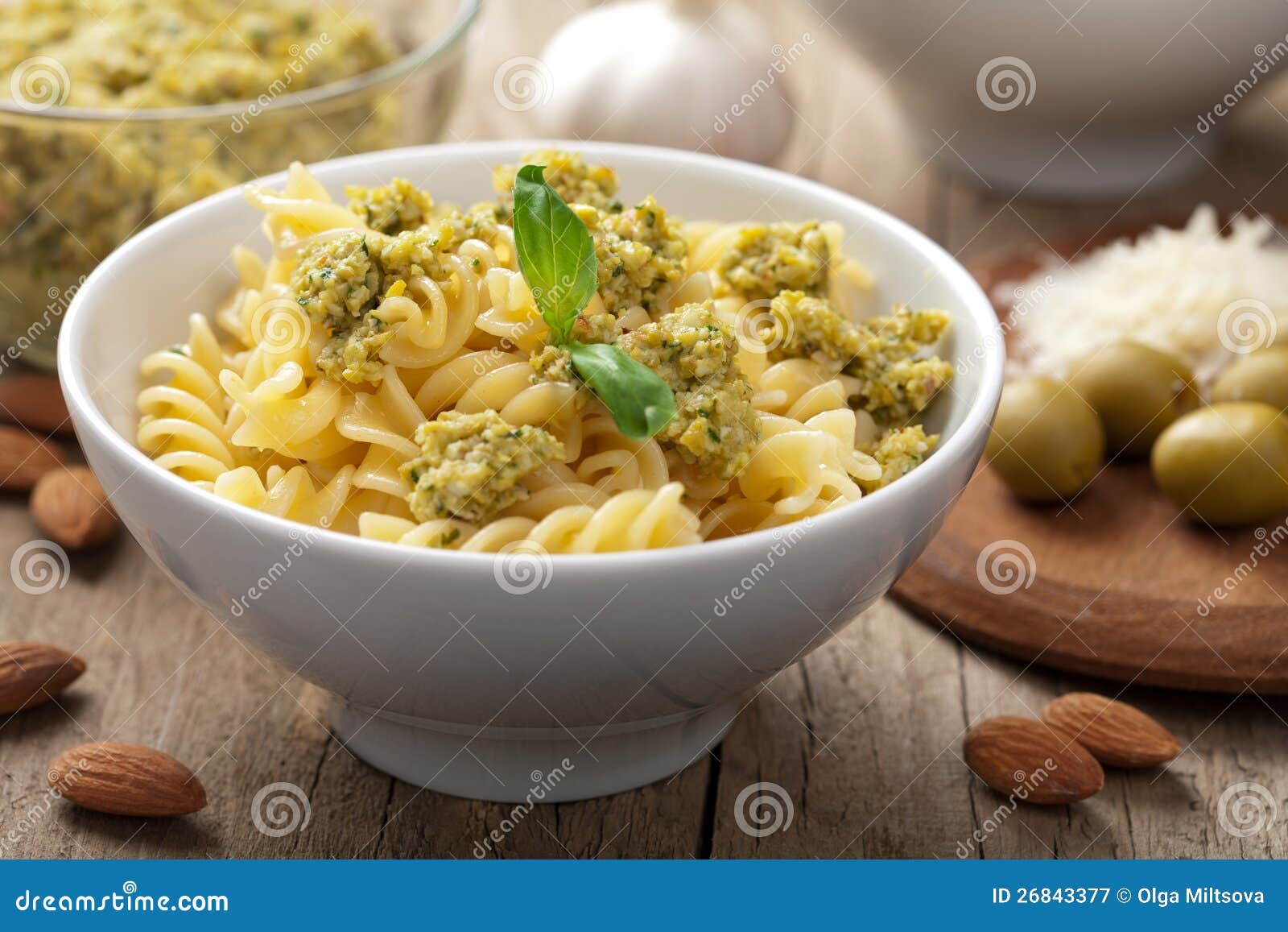 Pasta with olive tapenade stock image. Image of cheese 26843377