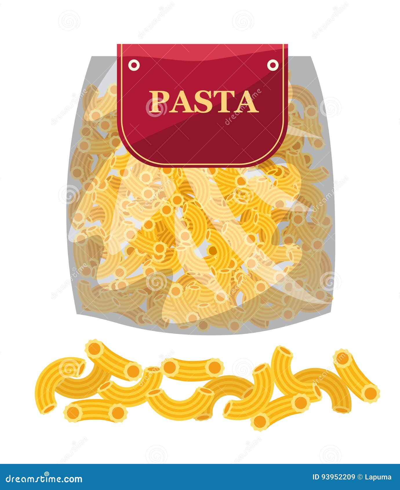 Pasta in the Package. Colored Vector Illustration on White Stock Vector