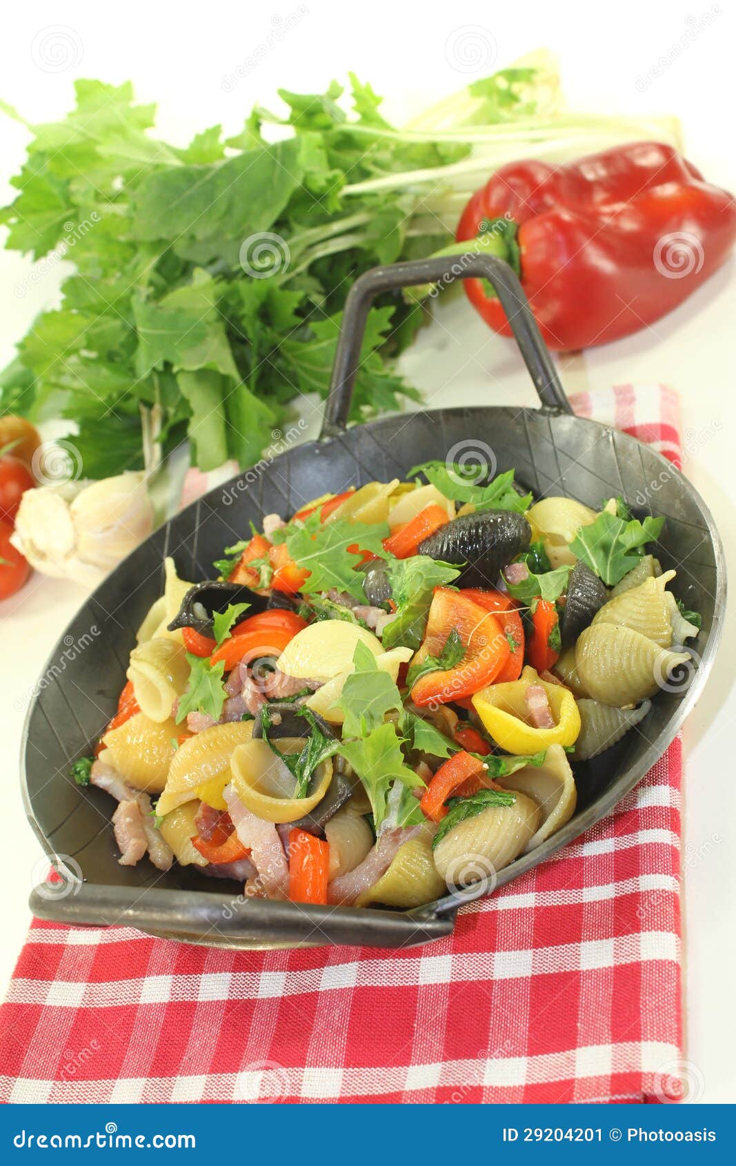 Pasta Pan with Turnip Greens Stock Image Image of bacon, dish 29204201