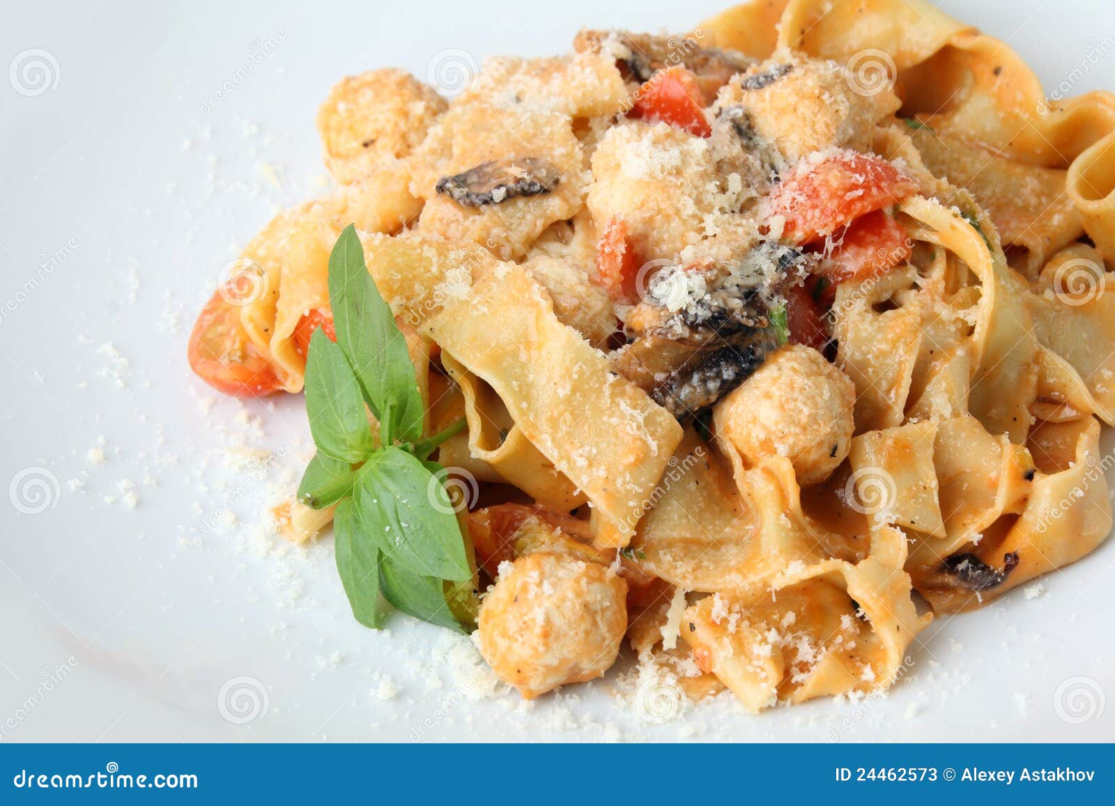 Pasta Pappardelle with Meatballs Closeup Stock Image Image of plate