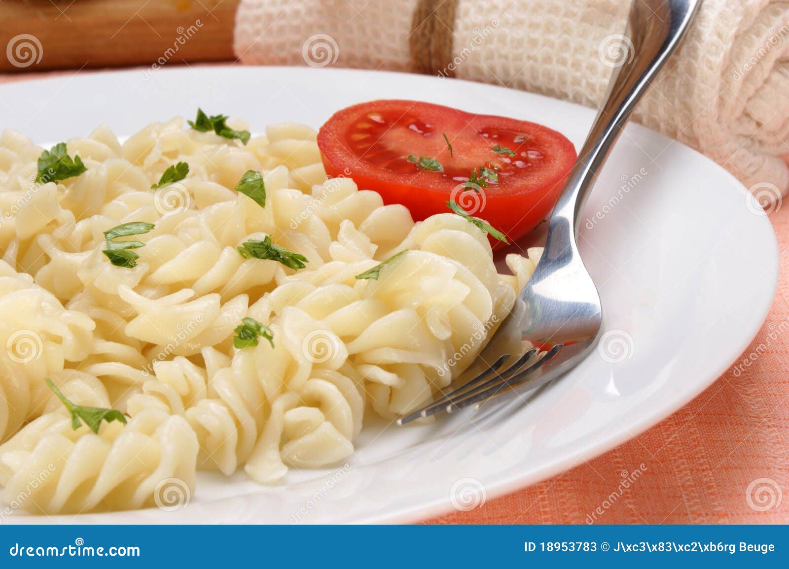Pasta with Parsley and Organic Tomato Stock Image Image of parsley