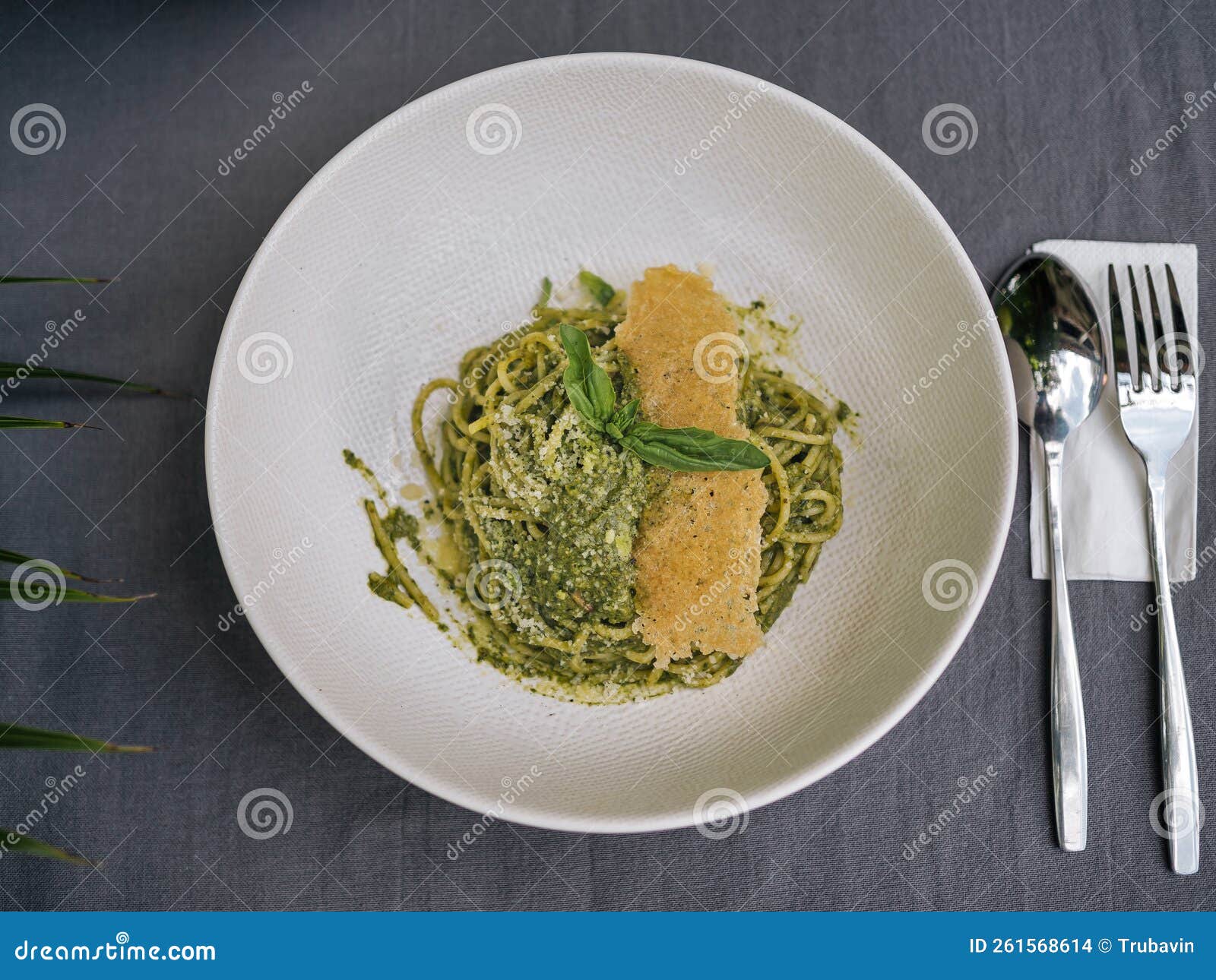 Pasta Pesto and Coconut on the Table Stock Photo Image of meals