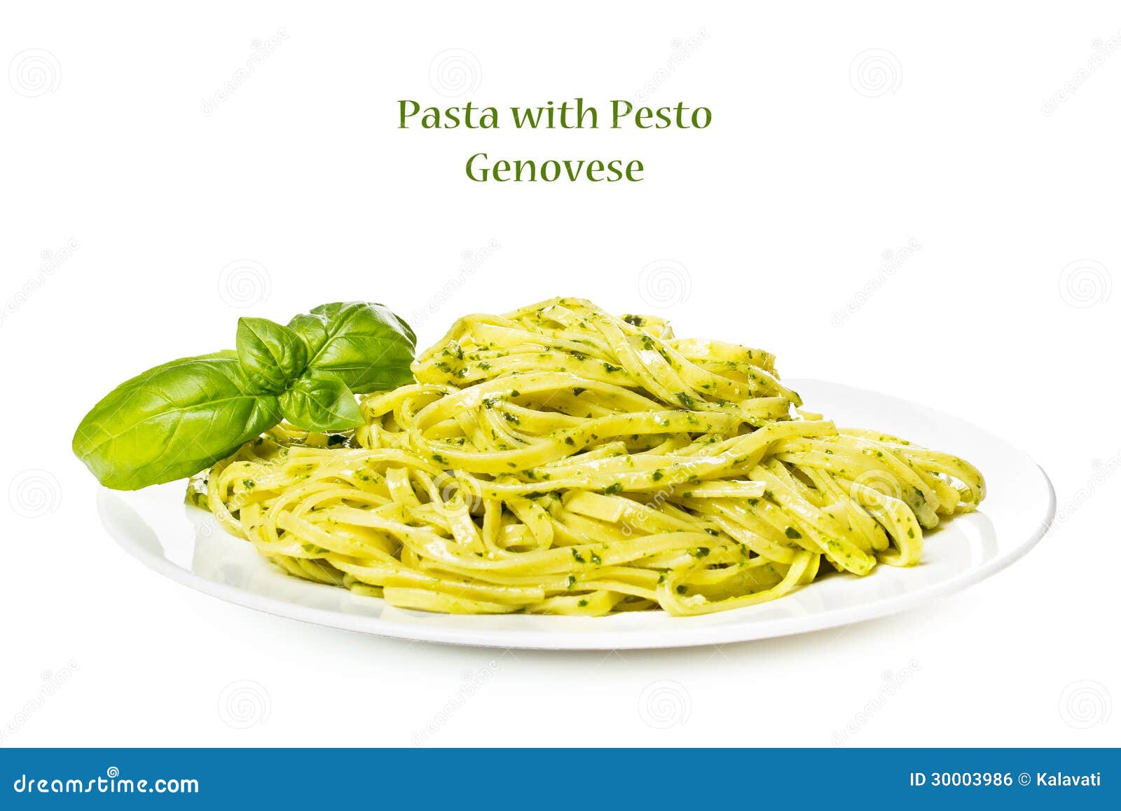 Pasta with pesto Genovese stock photo. Image of kitchen 30003986