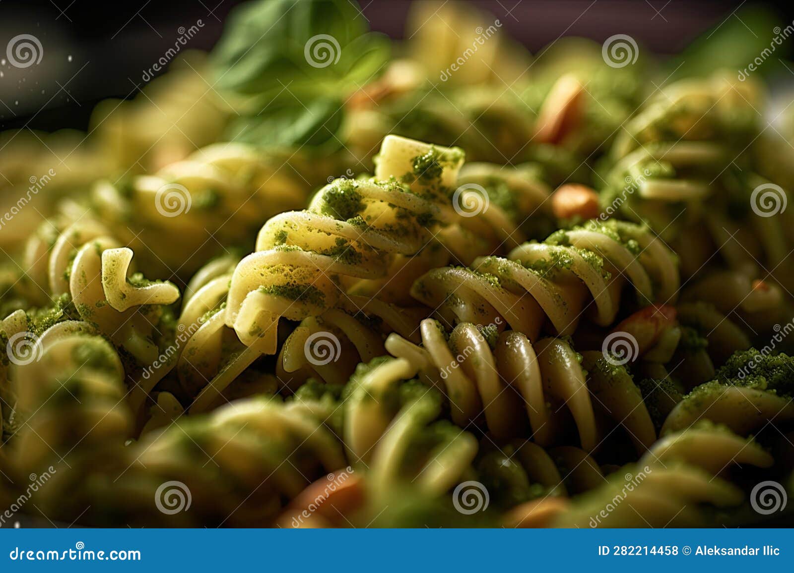 Pasta with Pesto Sauce and Parmesan Cheese. Generative Ai Image Stock