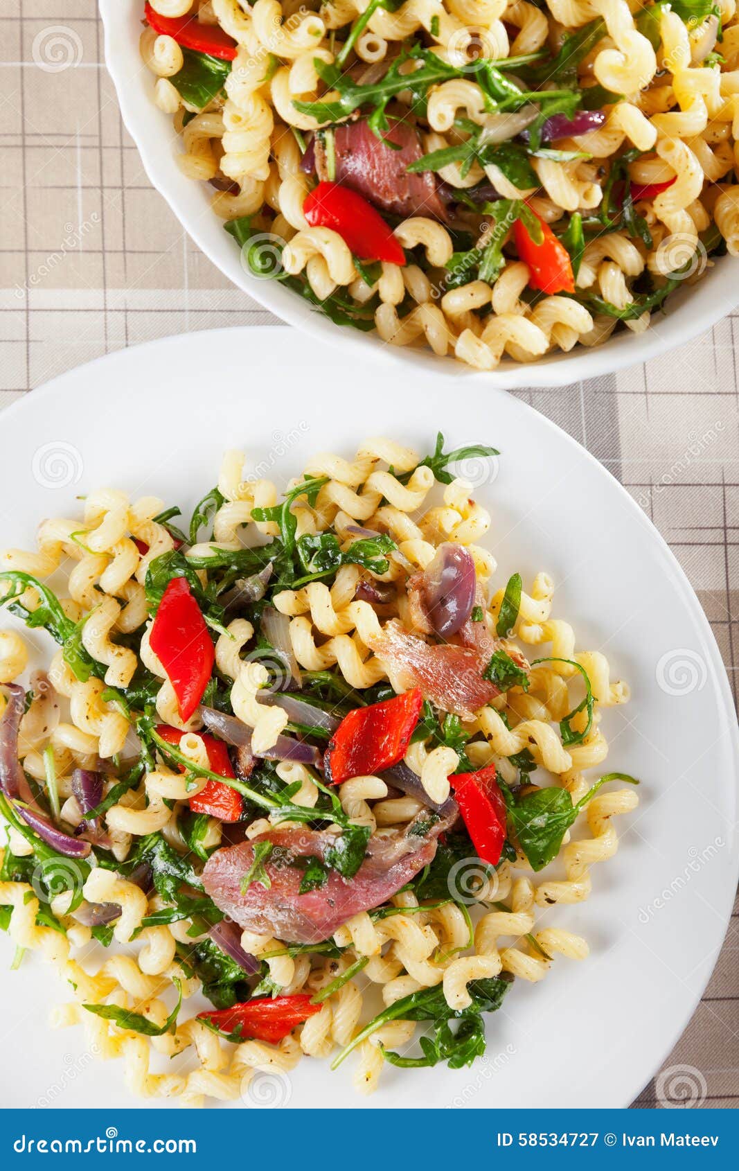 Pasta with Prosciutto and Spinach Stock Image Image of italian