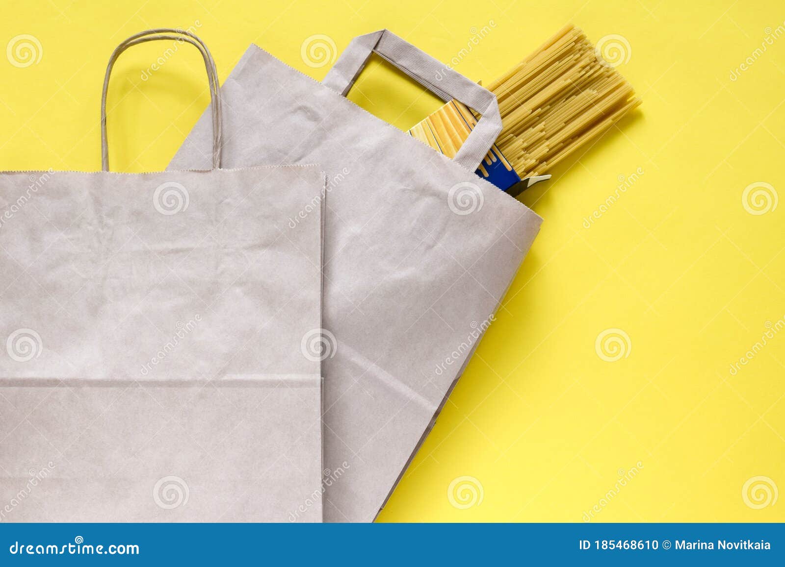 Download Pasta In Recycled Brown Paper Shopping Bag With Handle, On ...