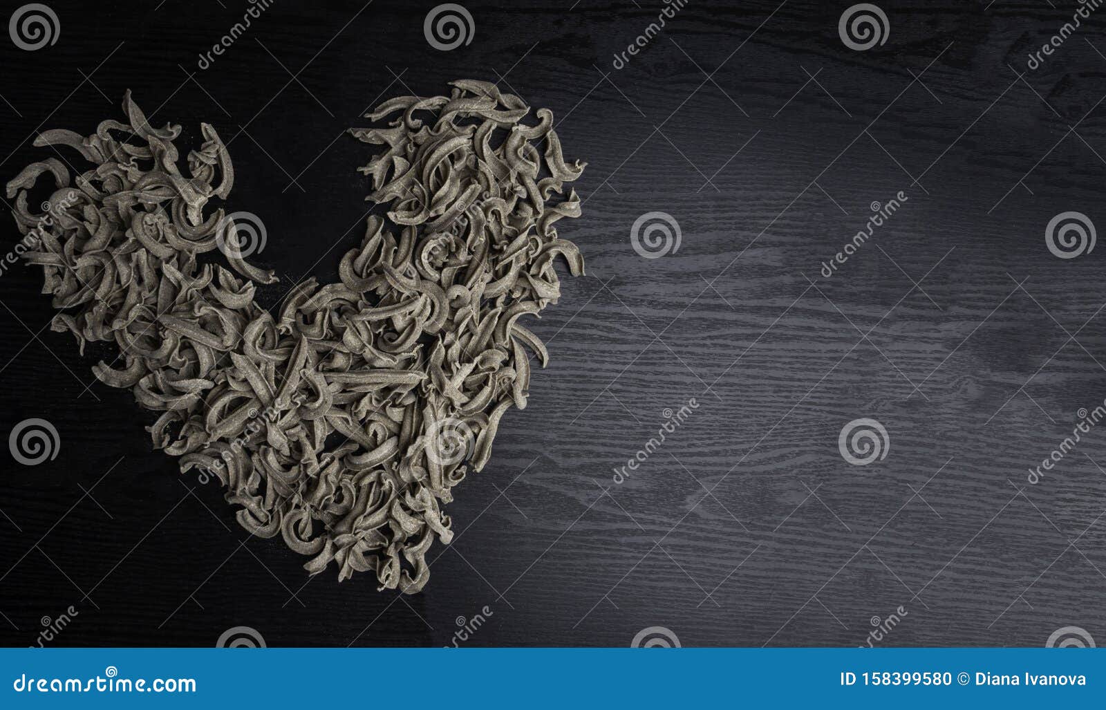 Pasta from Rye Whole Grain, Heart Shape from Pasta Stock Photo Image
