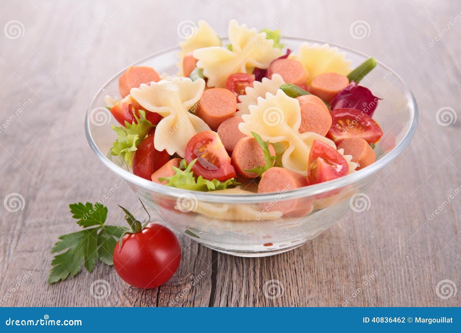 Pasta salad and meat stock photo. Image of sausage, meat 40836462