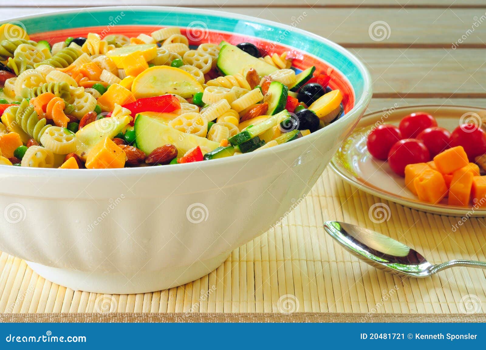 Pasta salad and side stock image. Image of pasta, nuts 20481721