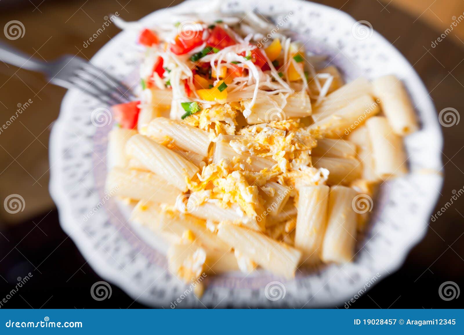 Pasta with Salad from Tomato and Cabbage Stock Image Image of cooking