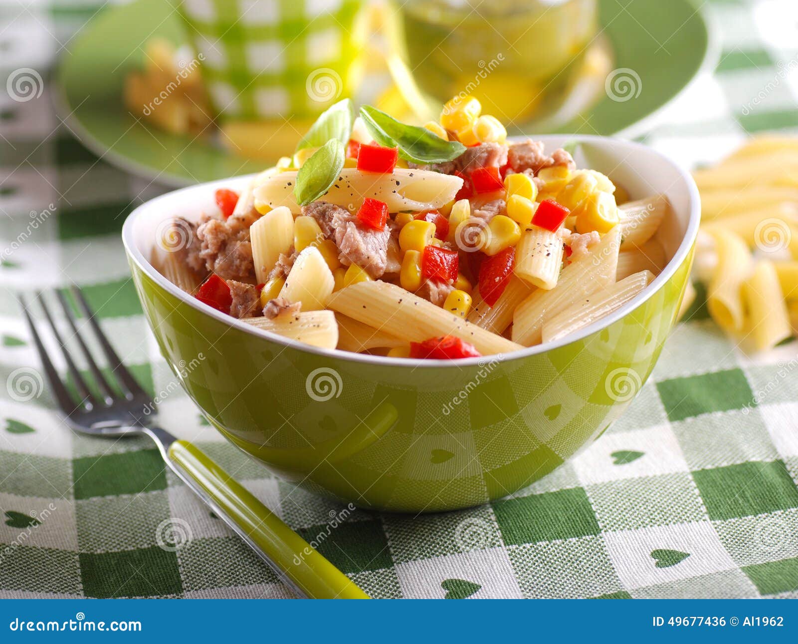 Pasta Salad with Tuna and Corn Stock Photo Image of delicious