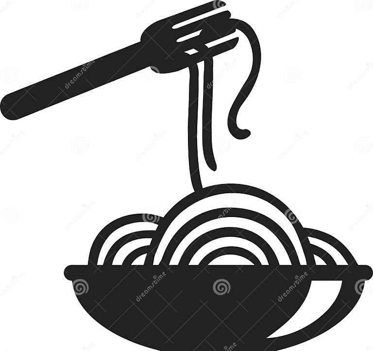 Pasta Spaghetti with fork stock vector. Illustration of fork 107184341