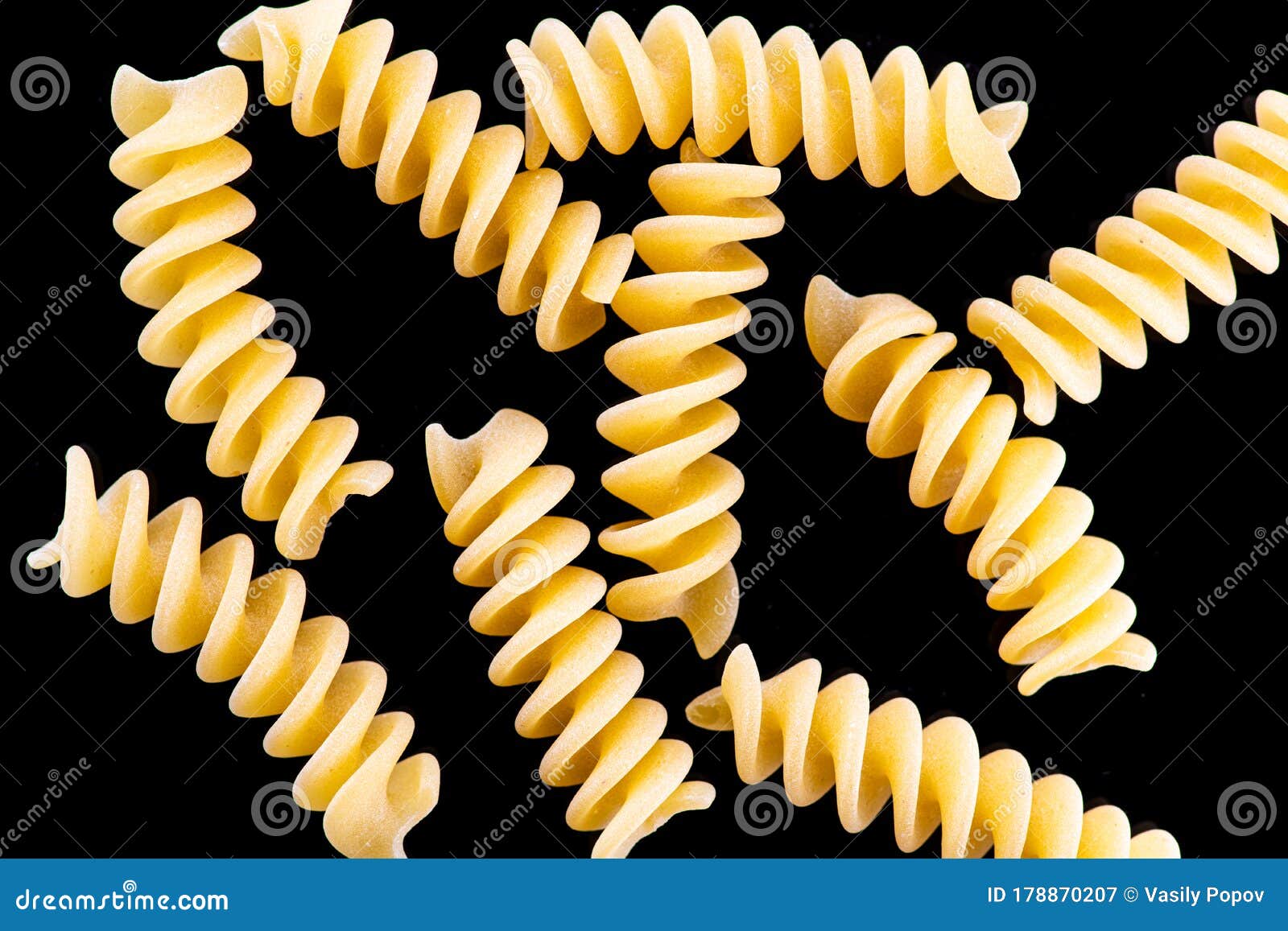 Pasta, Spaghetti, Shells, Rings, Bows on a Black or White Background