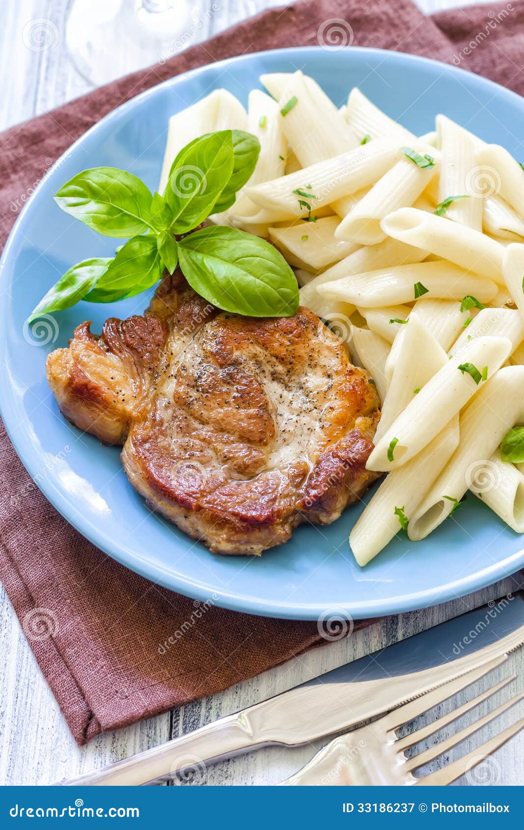 Pasta and steak stock image. Image of cuisine, appetizer 33186237