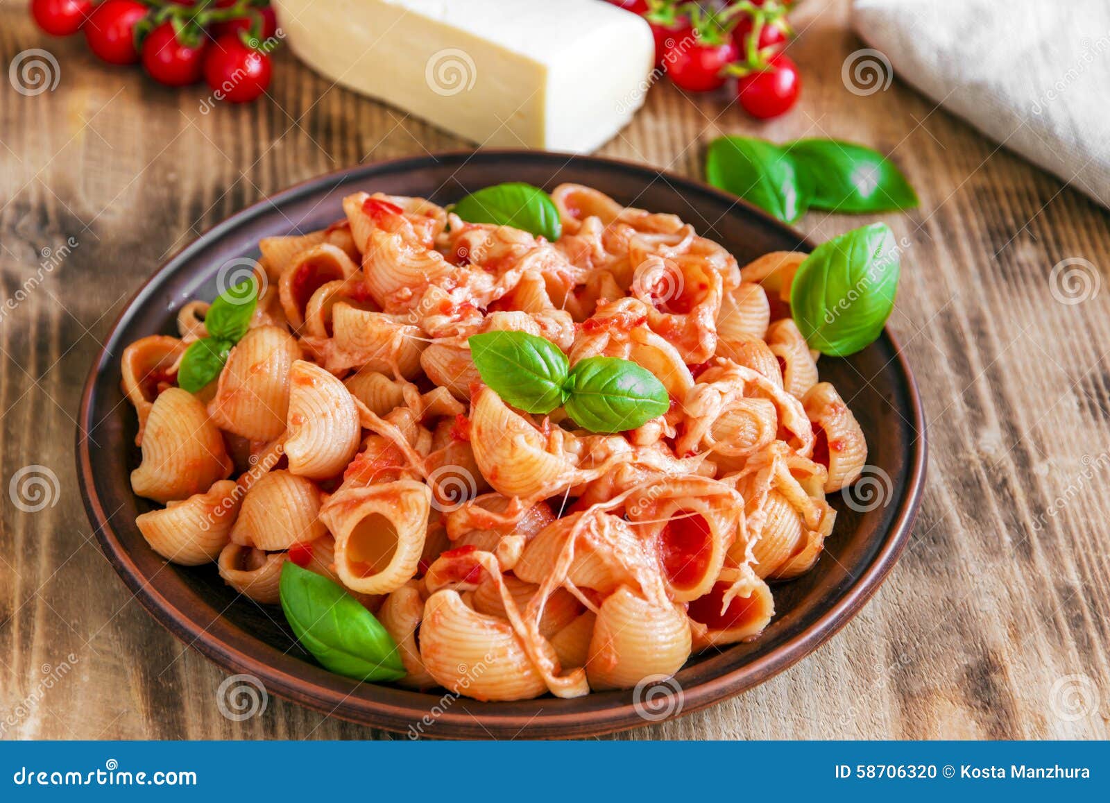 Pasta with Tomato Sauce and Cheese Stock Photo Image of delicious