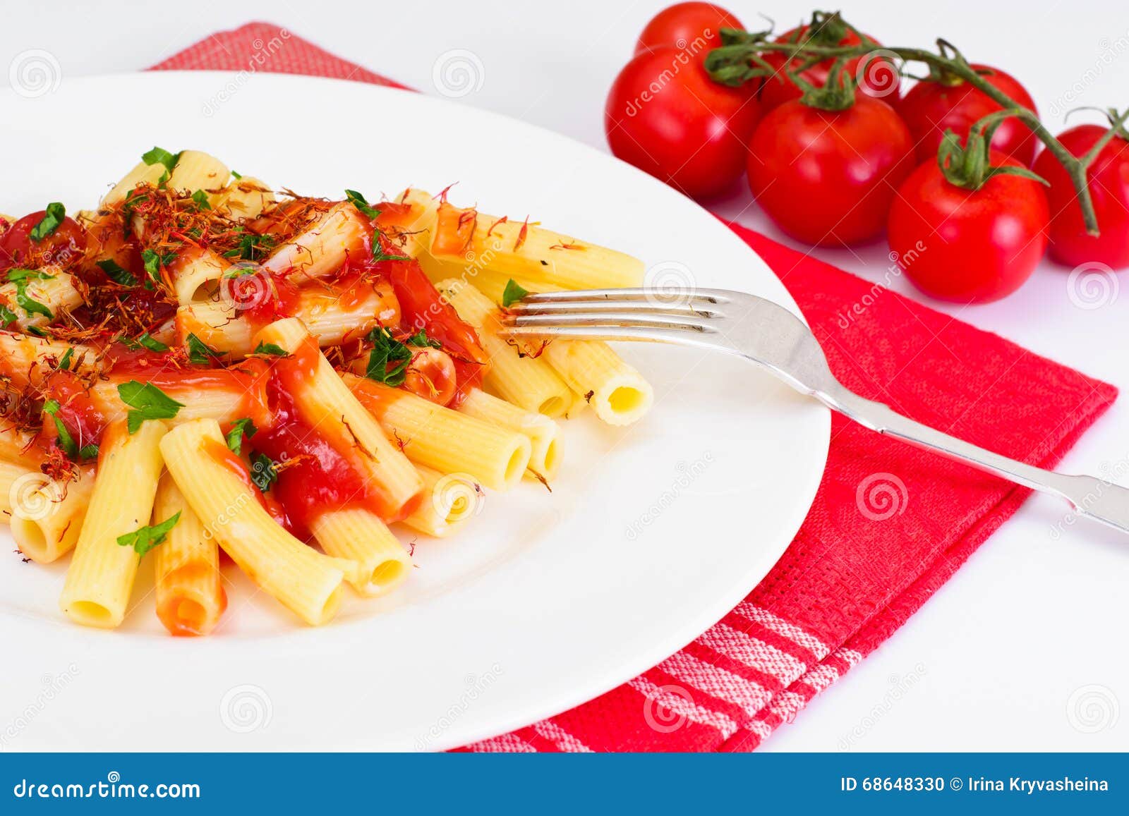 Pasta with Tomato Sauce Ketchup and Saffron Stock Photo Image of