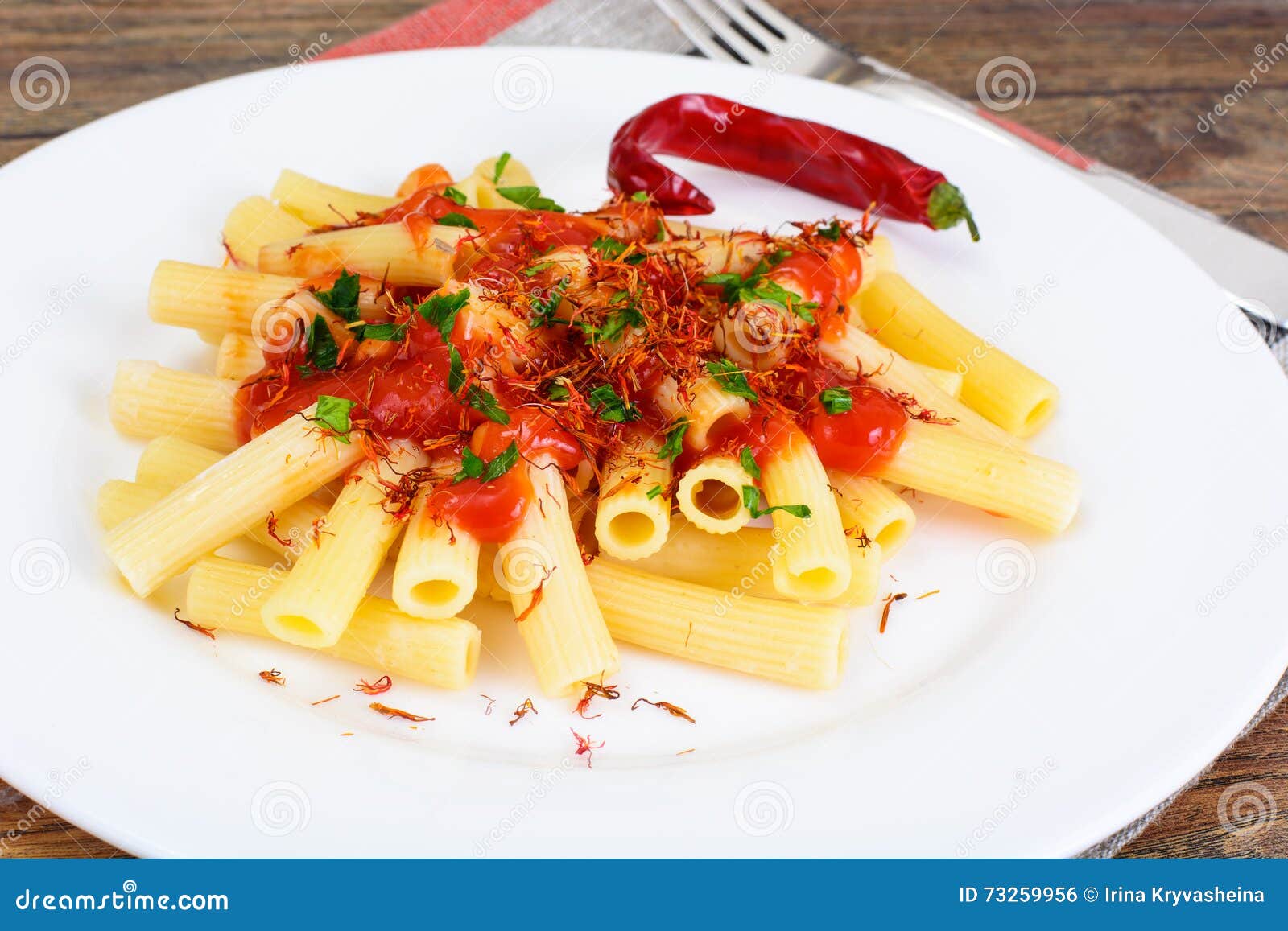 Pasta with Tomato Sauce Ketchup and Saffron Stock Photo Image of meal