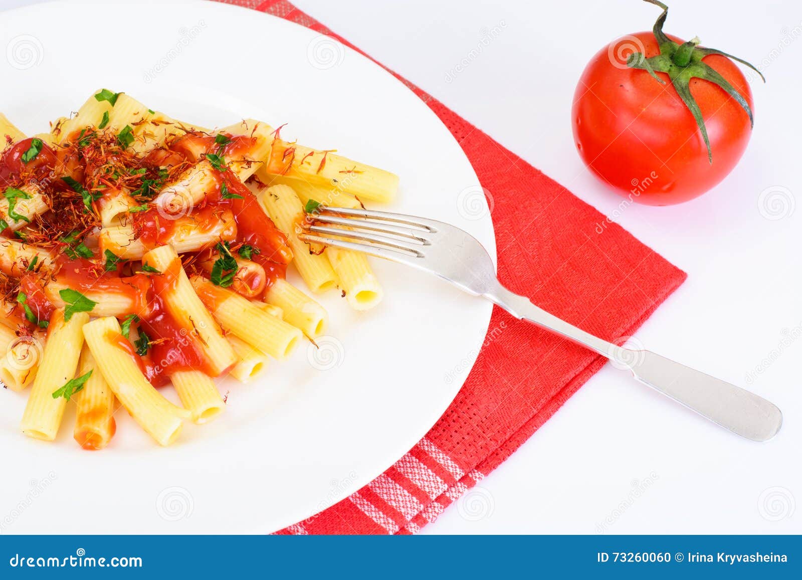 Pasta with Tomato Sauce Ketchup and Saffron Stock Photo Image of