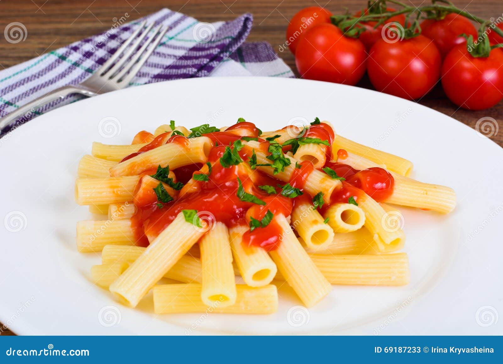 Pasta with Tomato Sauce Ketchup Stock Image Image of domestic, color