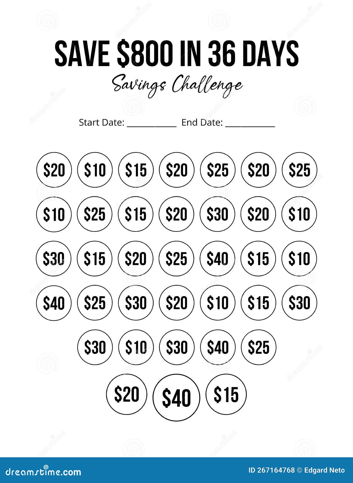 Save Money Challenge, Save 800 Dollars in 36 Days, Monthly Budget