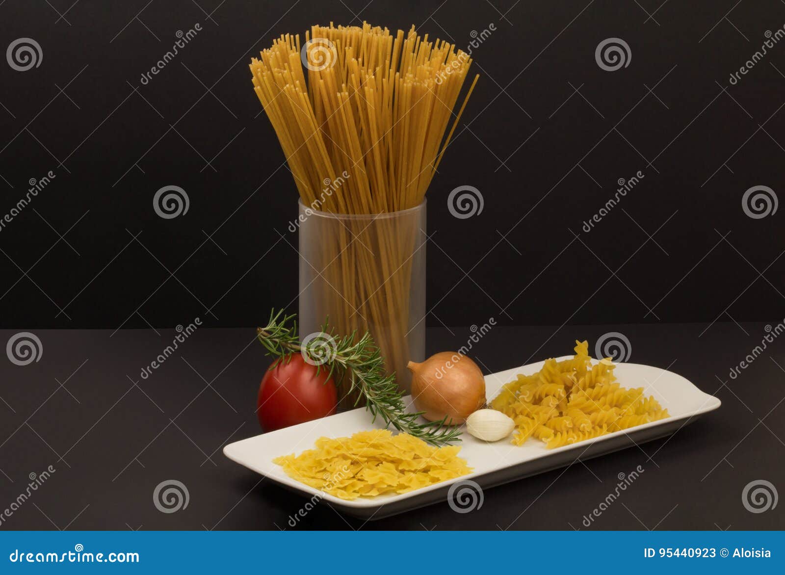 Pasta variation stock image. Image of pasta, plate, spiral 95440923