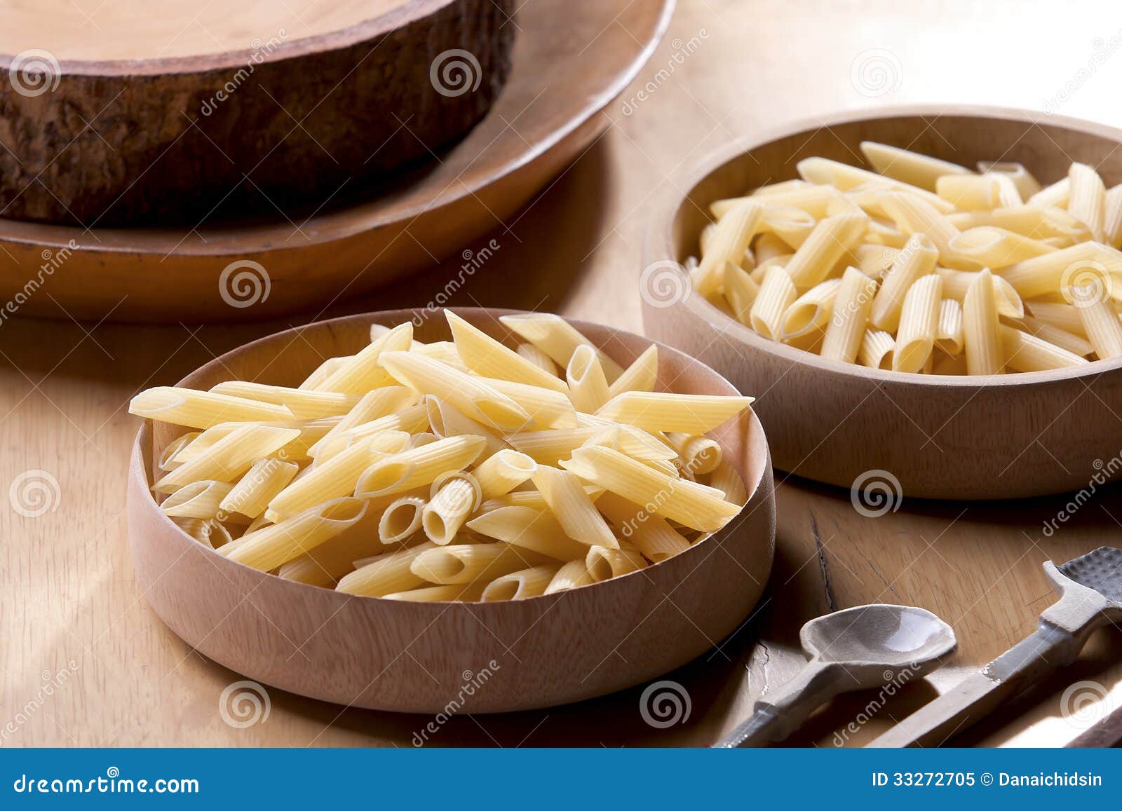 Pasta in Wooden bowl stock image. Image of fresh, dish 33272705