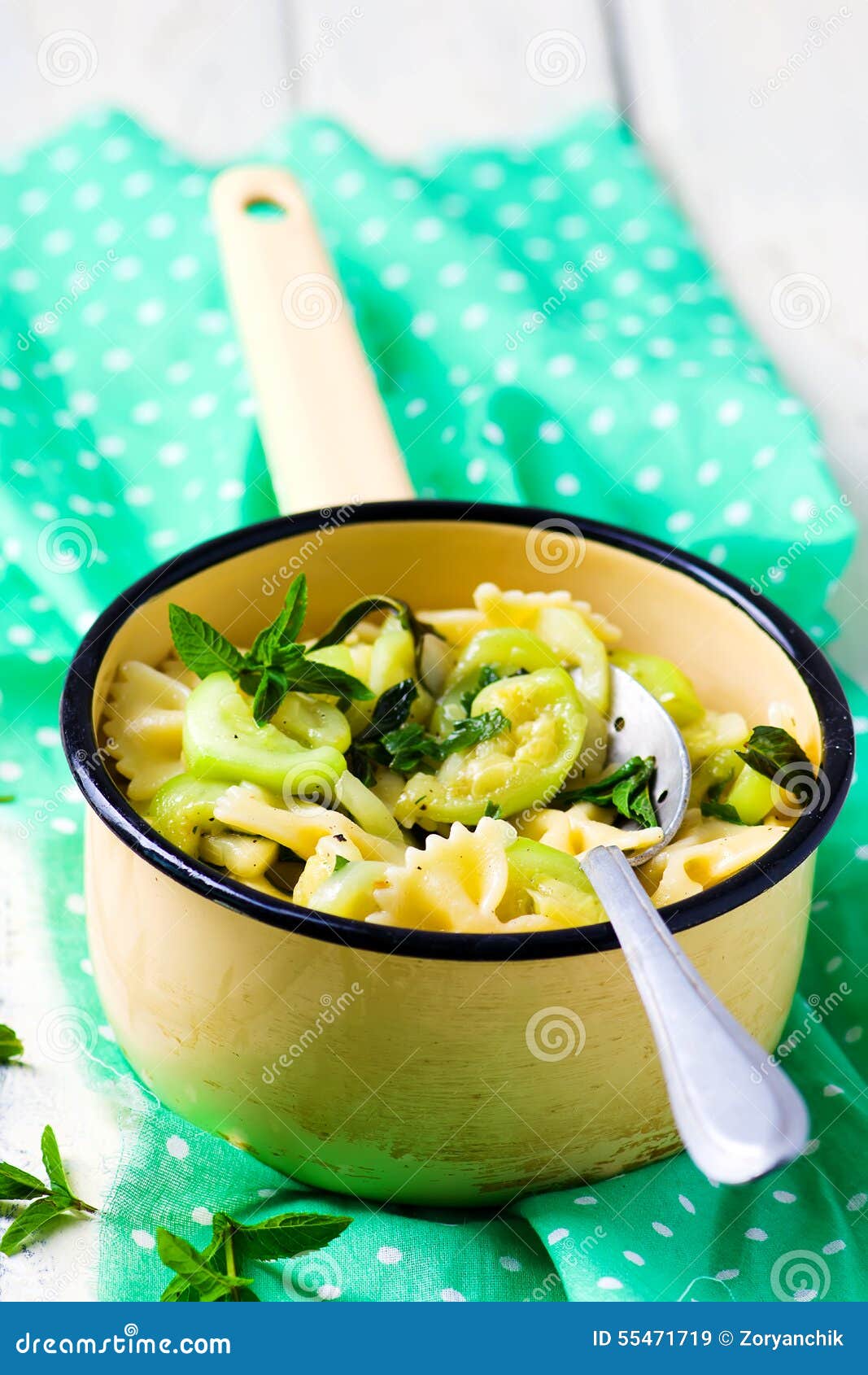 Pasta with Zucchini and Mint Stock Image Image of closeup, lunch