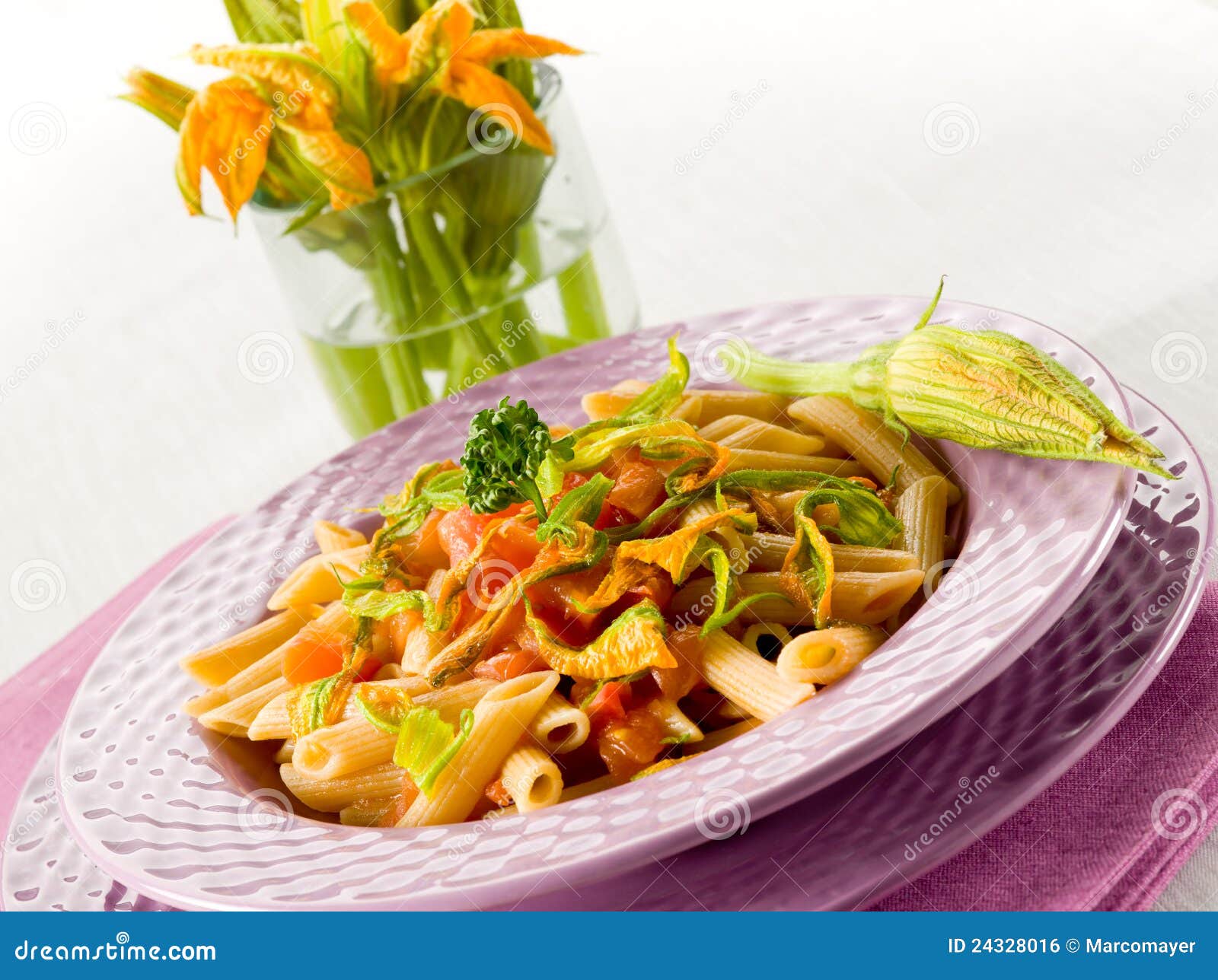 Pasta with Zucchinis Flower Stock Photo Image of flower, delicious