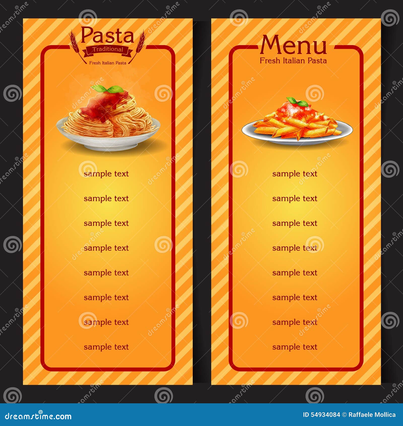 Pastas del menú ilustración del vector. Ilustración de delicioso 54934084