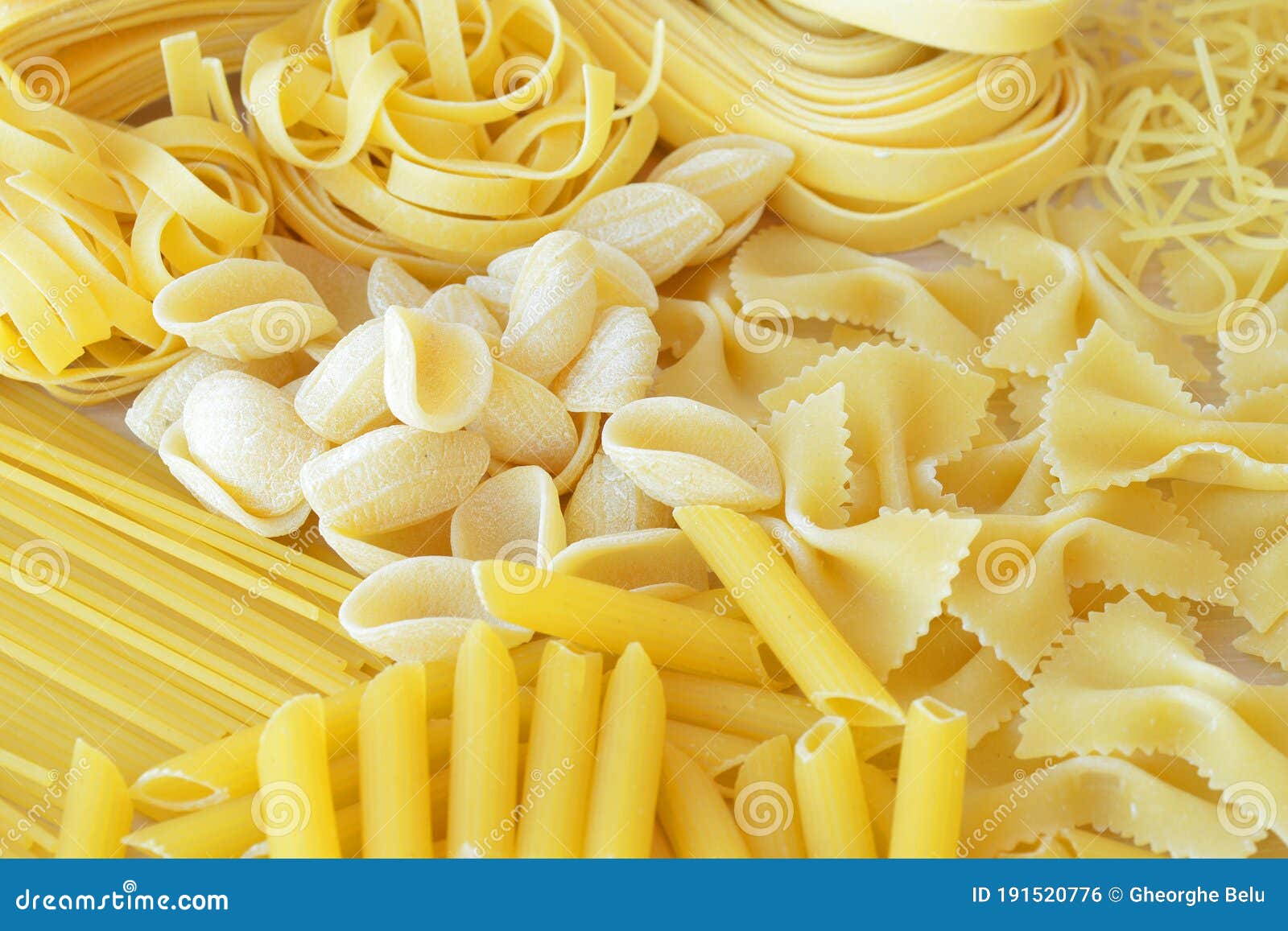 Variety of dry raw pastas stock photo. Image of colors 191520776