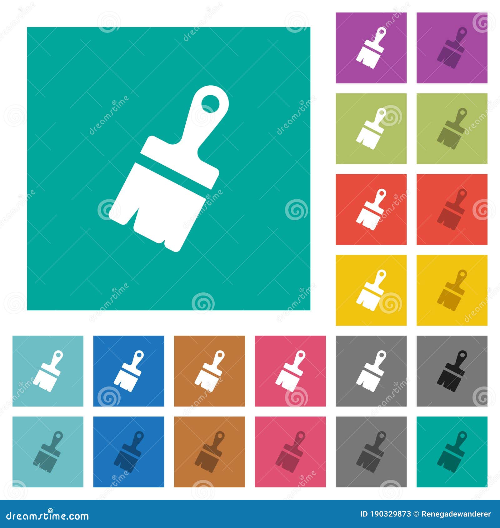 paste with brush square flat multi colored icons