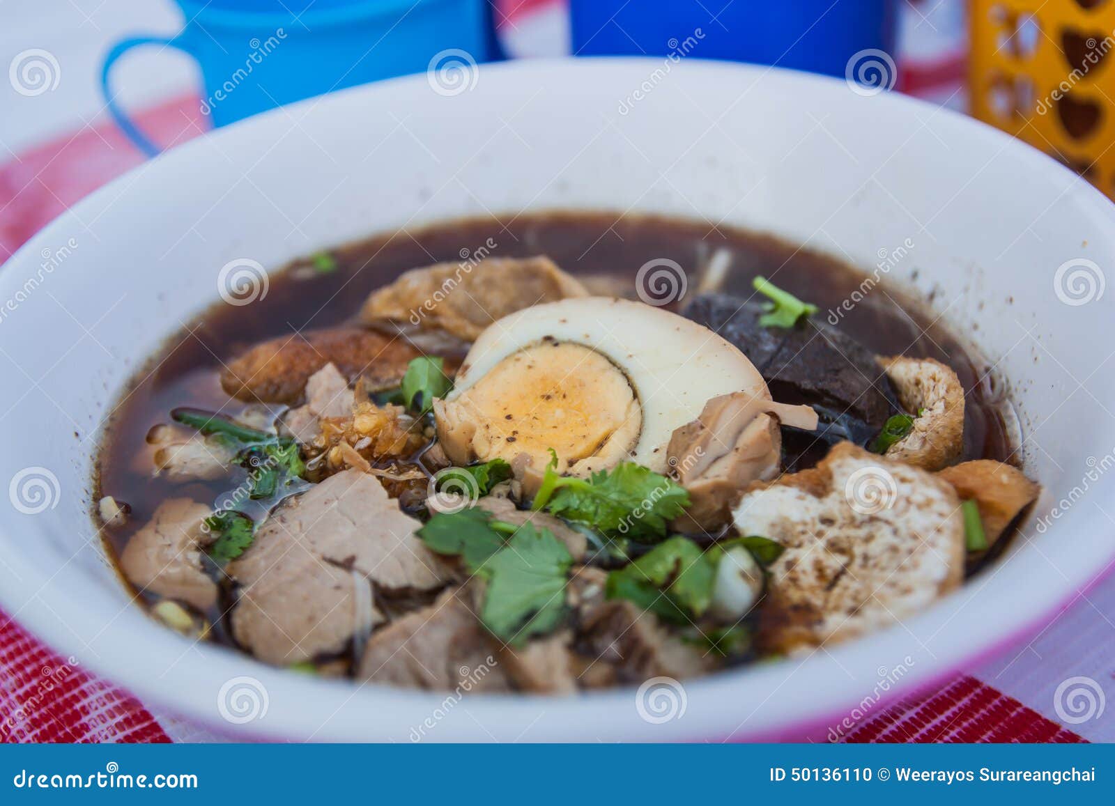 Paste of Rice Flour with Pork, Thai Food. Stock Photo Image of