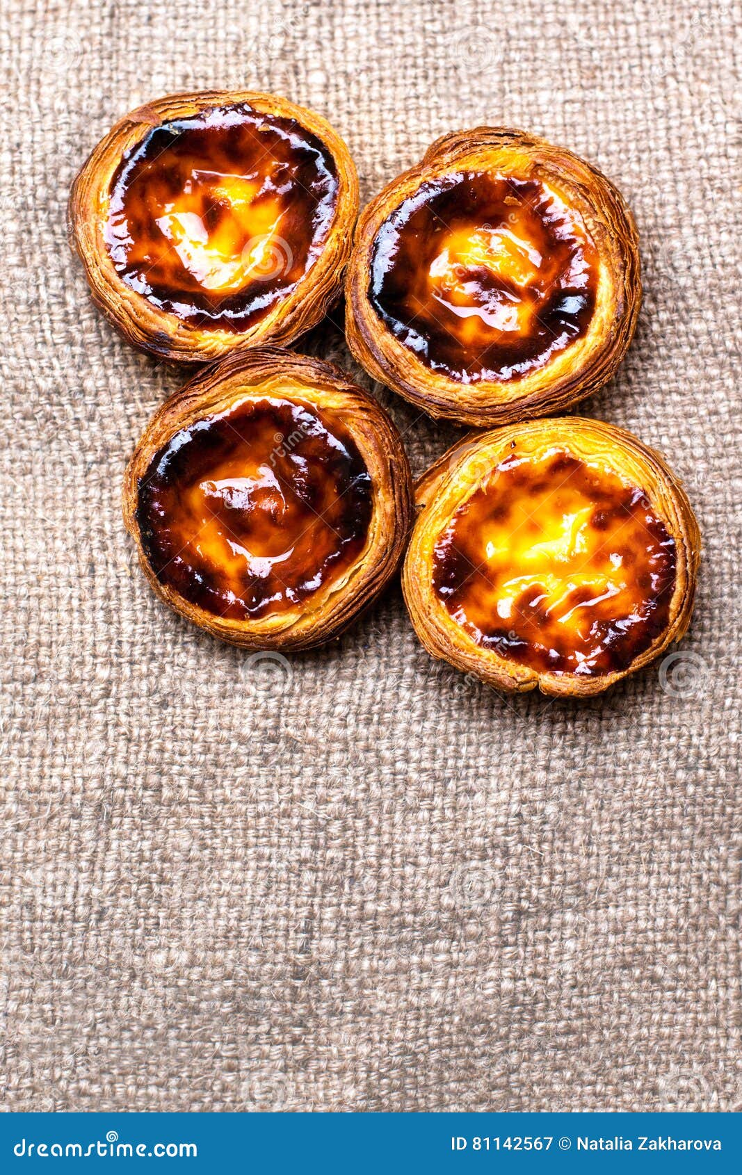 Pasteis De Nata, Typical Portuguese Egg Tart Pastries Close Up Stock