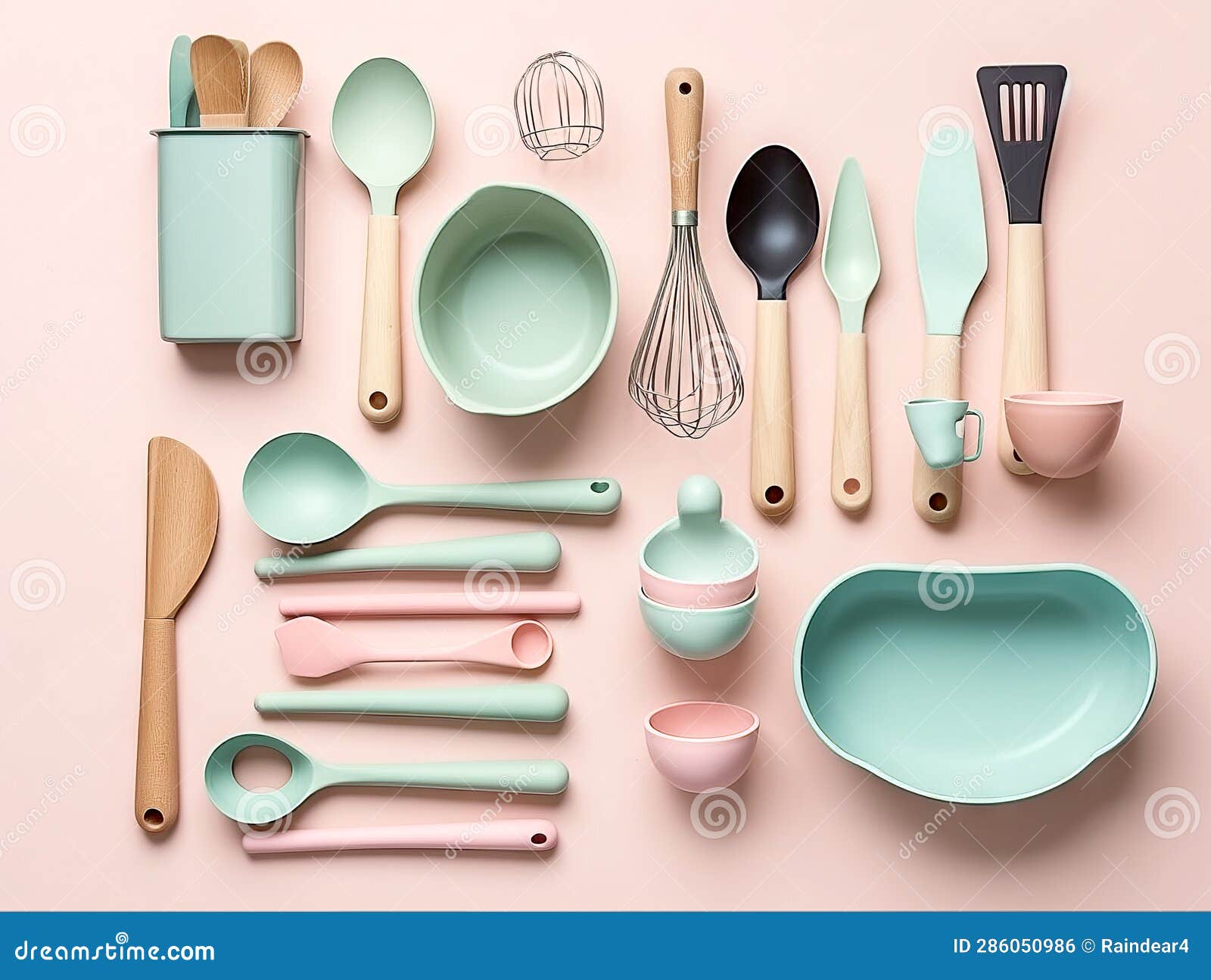 Pastel Abstract Kitchen Tools on Pastel Background Stock Photo Image