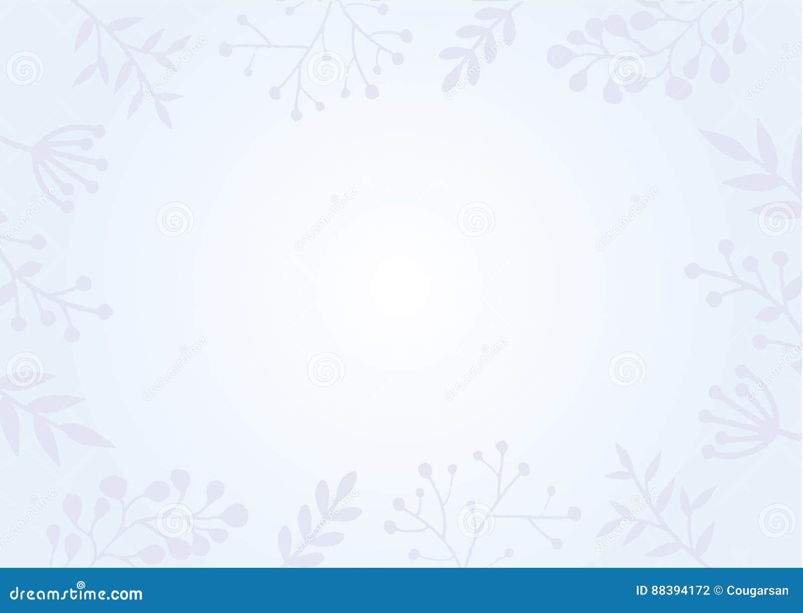 Pastel Blue Gradient Background with Flower Border Stock Vector